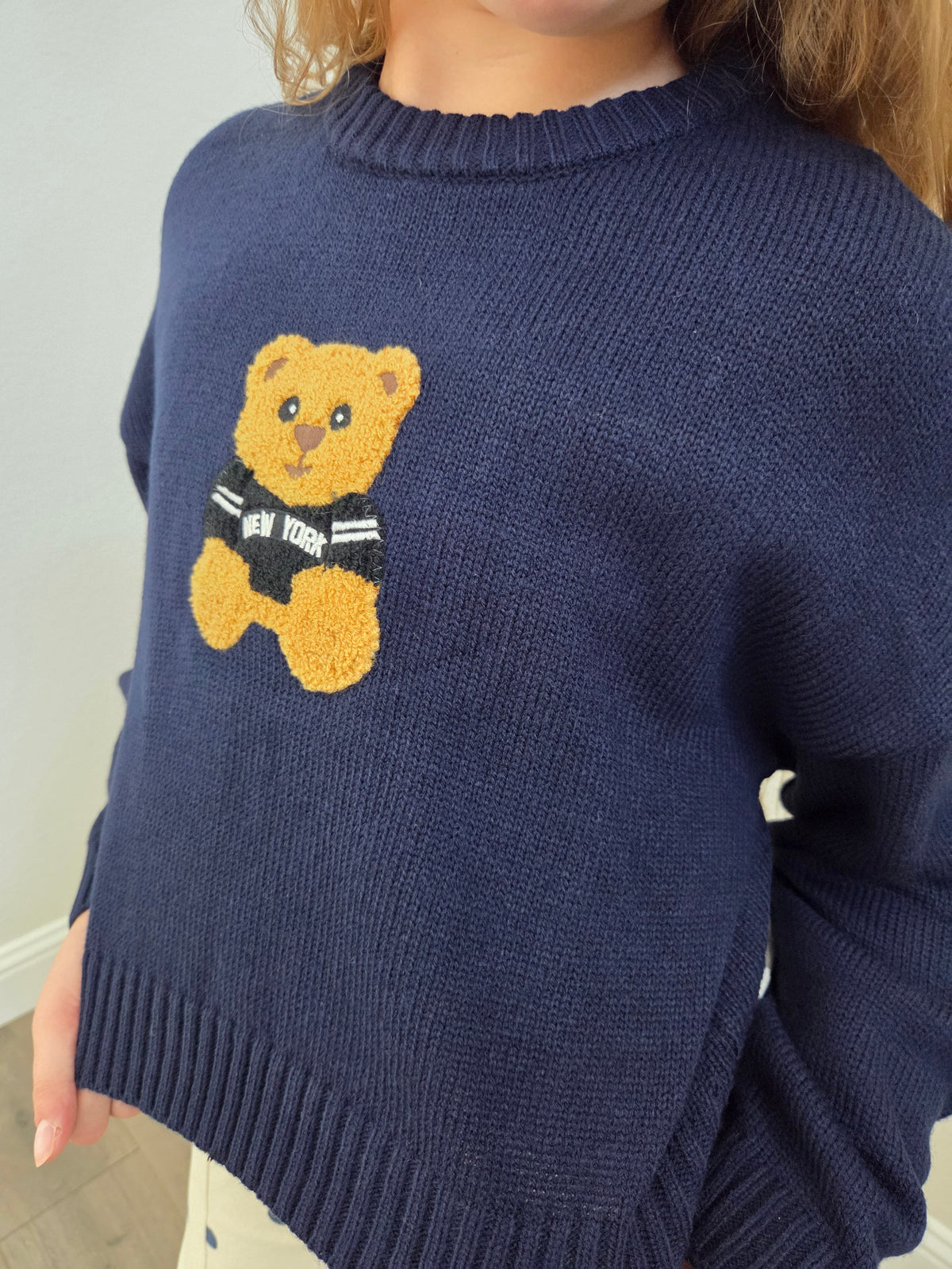 Claire Bear Navy Sweater