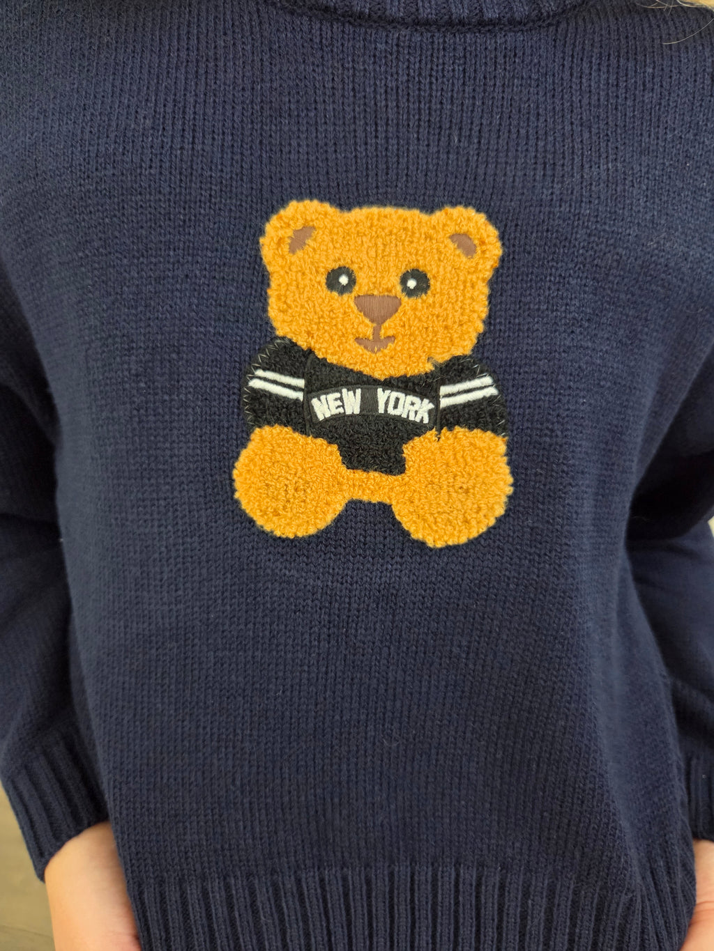Claire Bear Navy Sweater