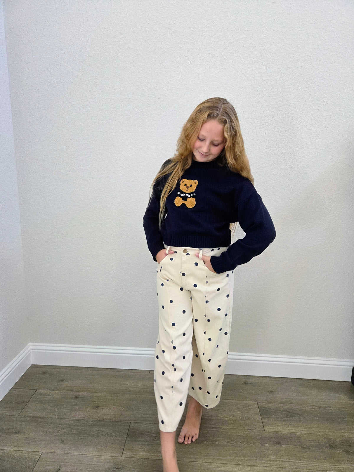 Claire Bear Navy Sweater