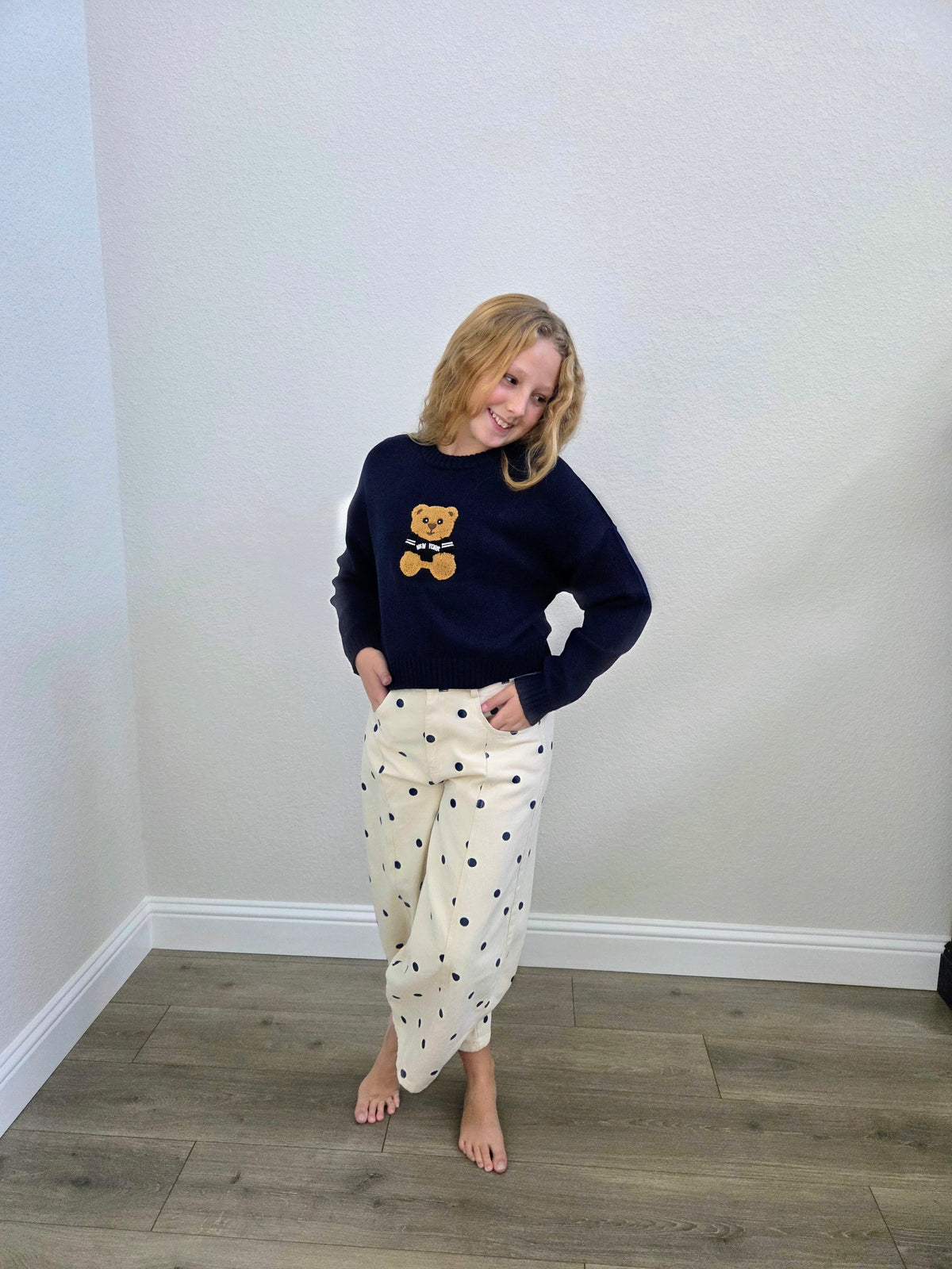 Claire Bear Navy Sweater