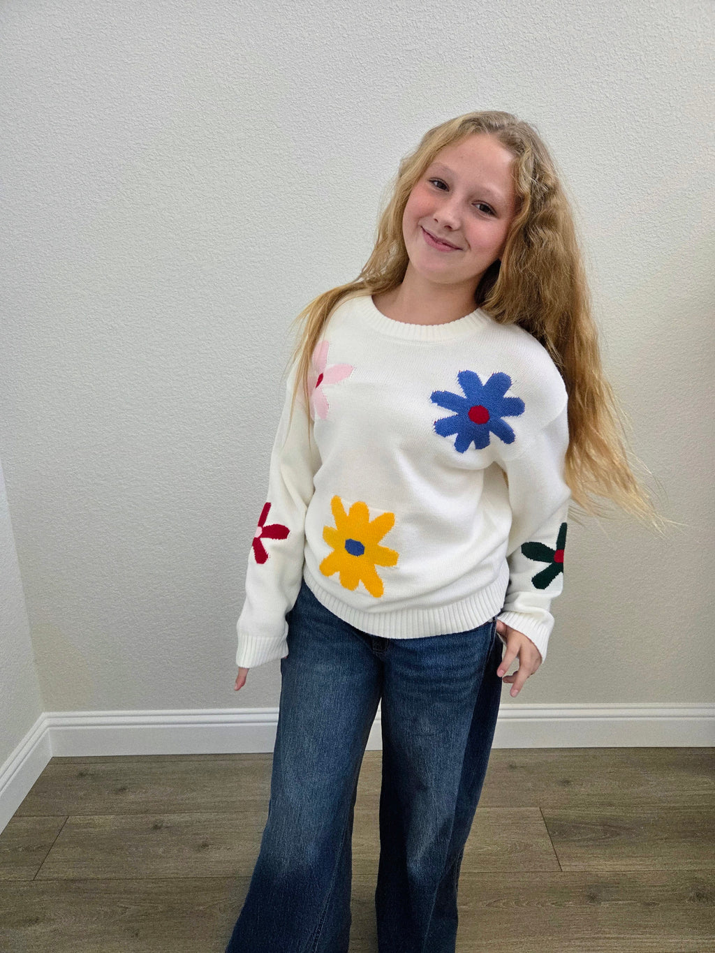 Daisy Off White Floral Sweater