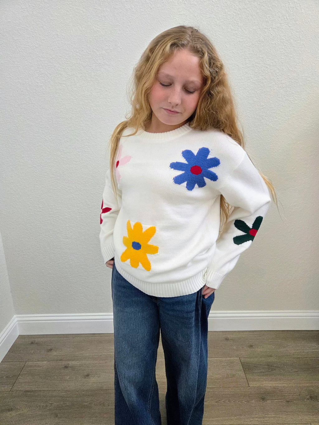 Daisy Off White Floral Sweater