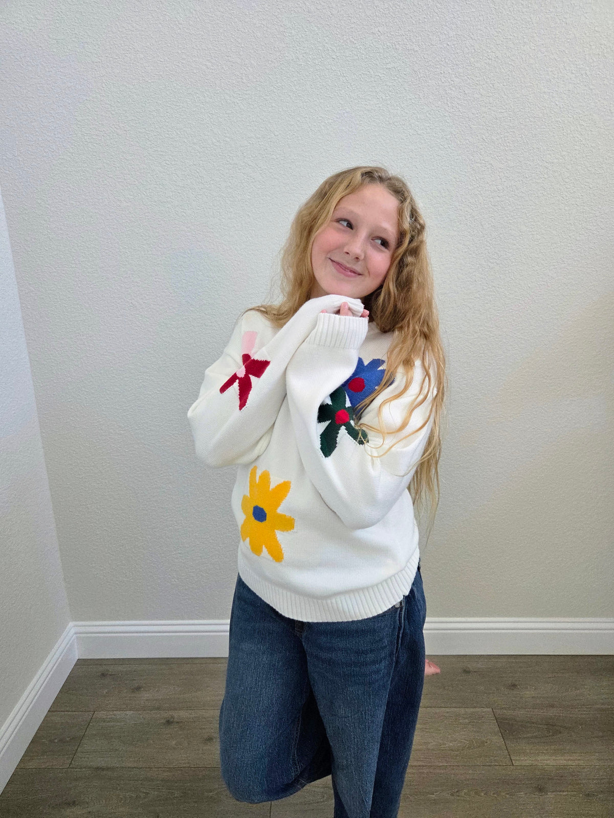 Daisy Off White Floral Sweater