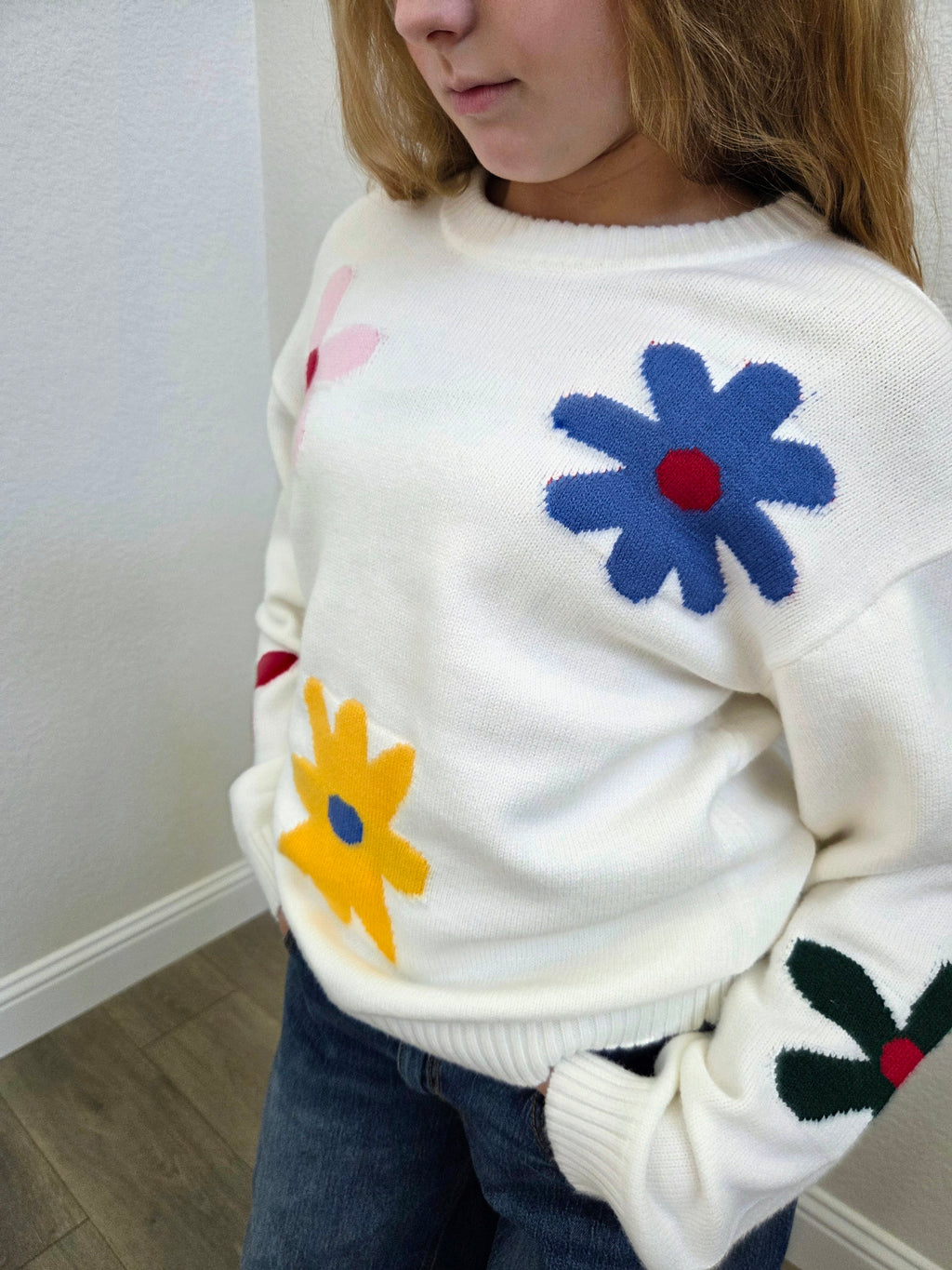 Daisy Off White Floral Sweater