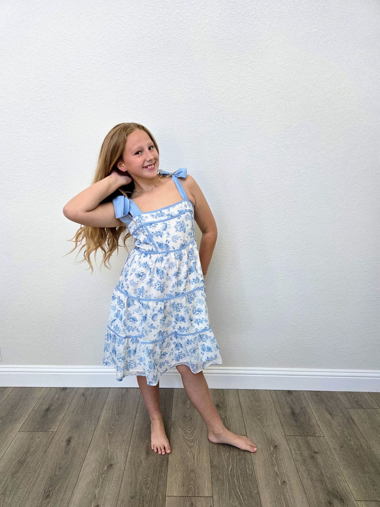 Blue Blossom Tie Strap Dress