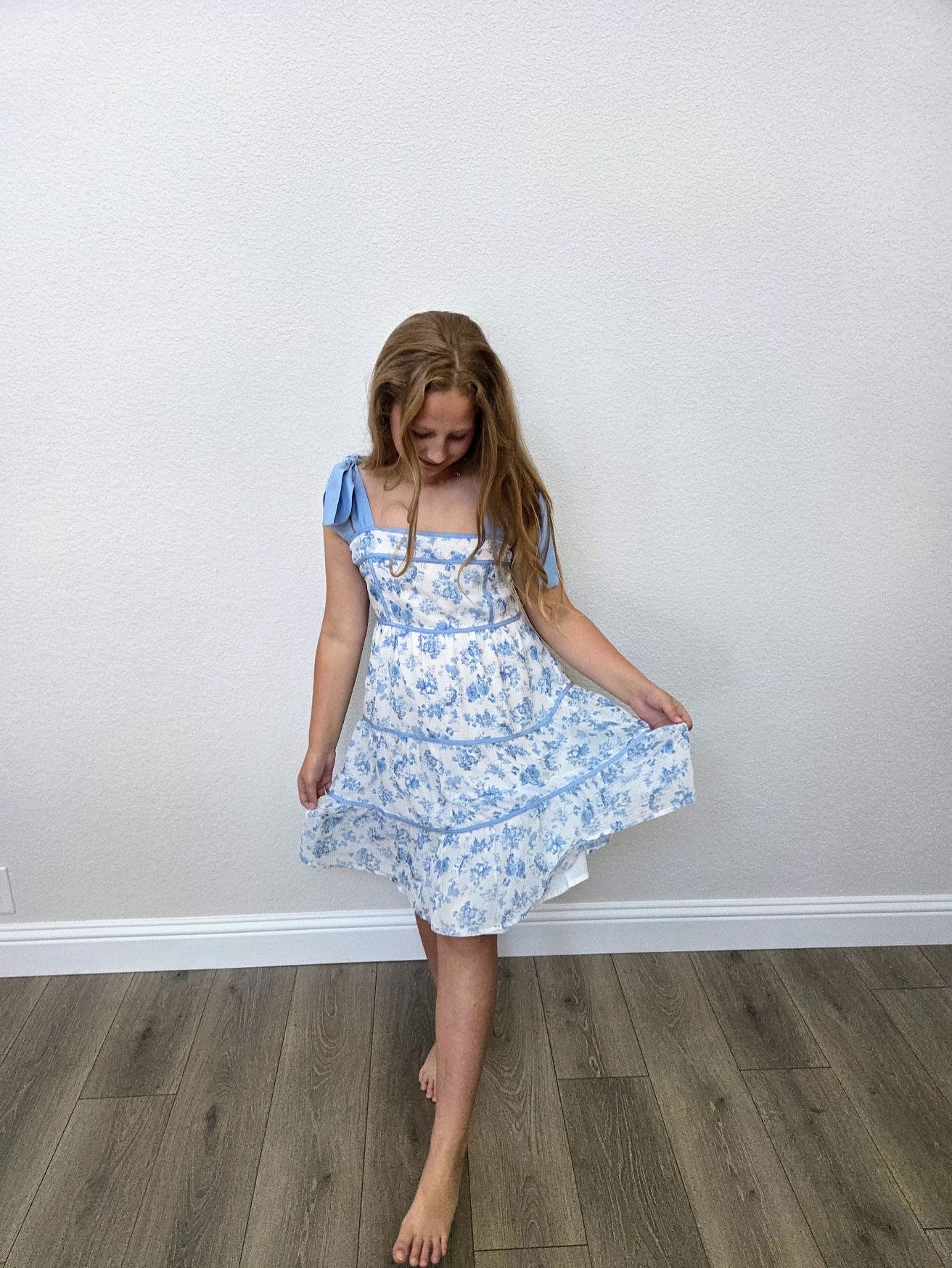 Blue Blossom Tie Strap Dress
