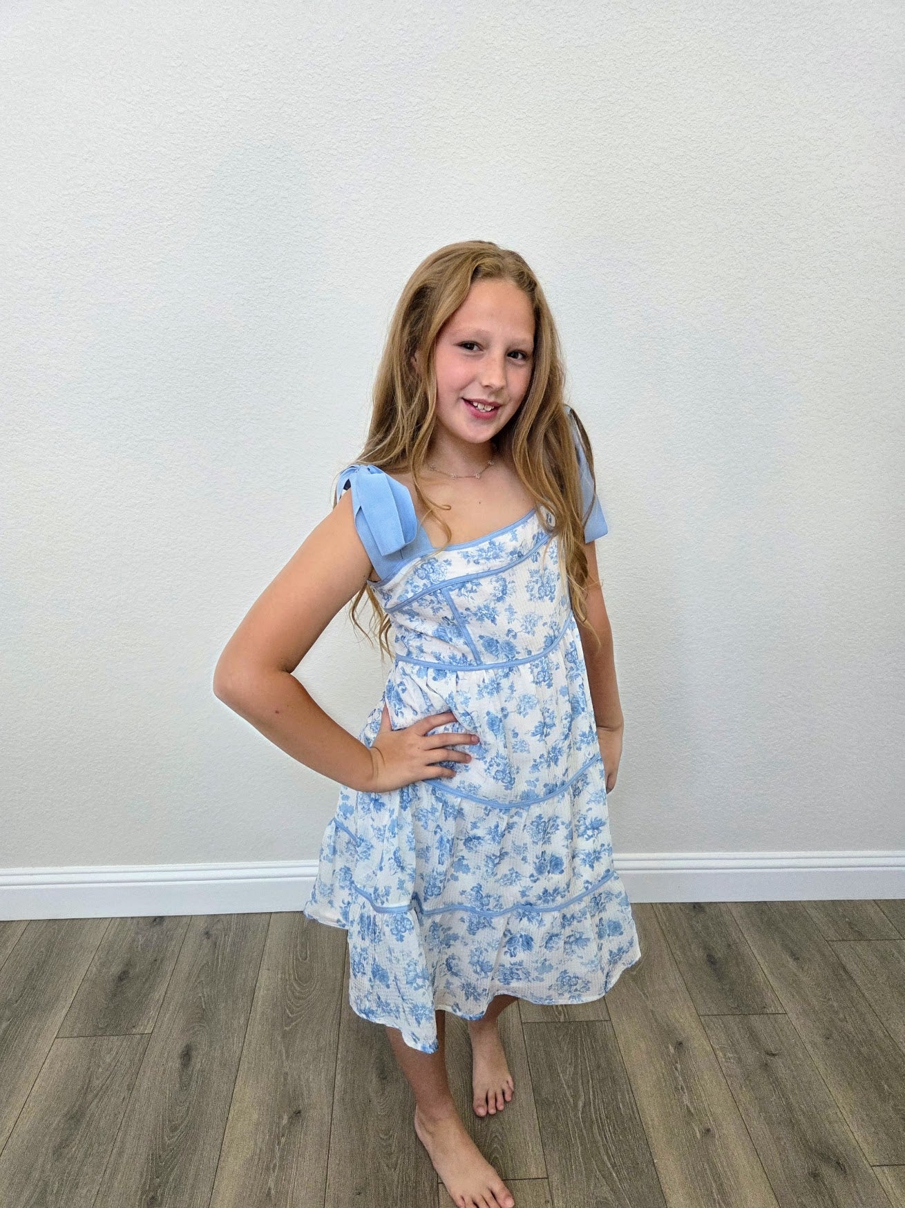 Blue Blossom Tie Strap Dress