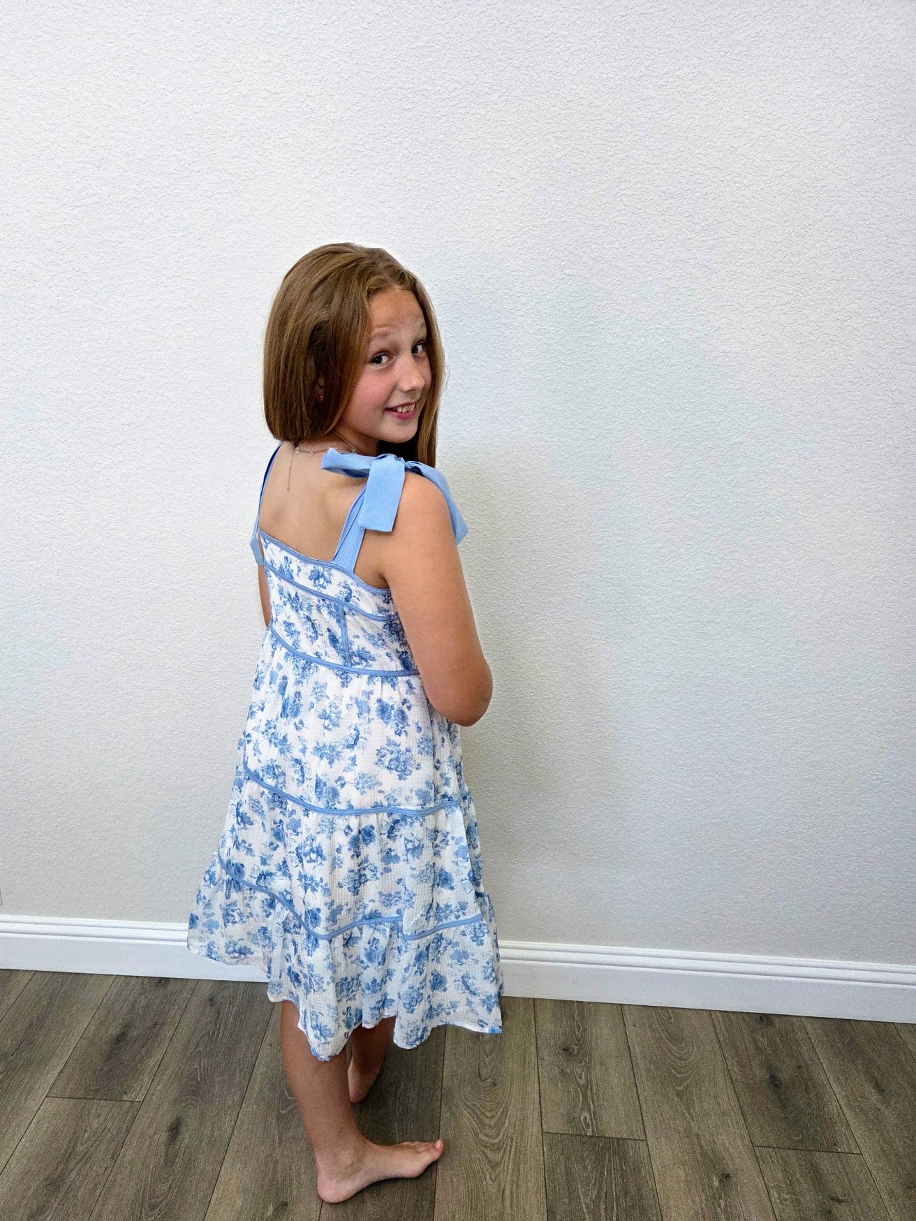 Blue Blossom Tie Strap Dress