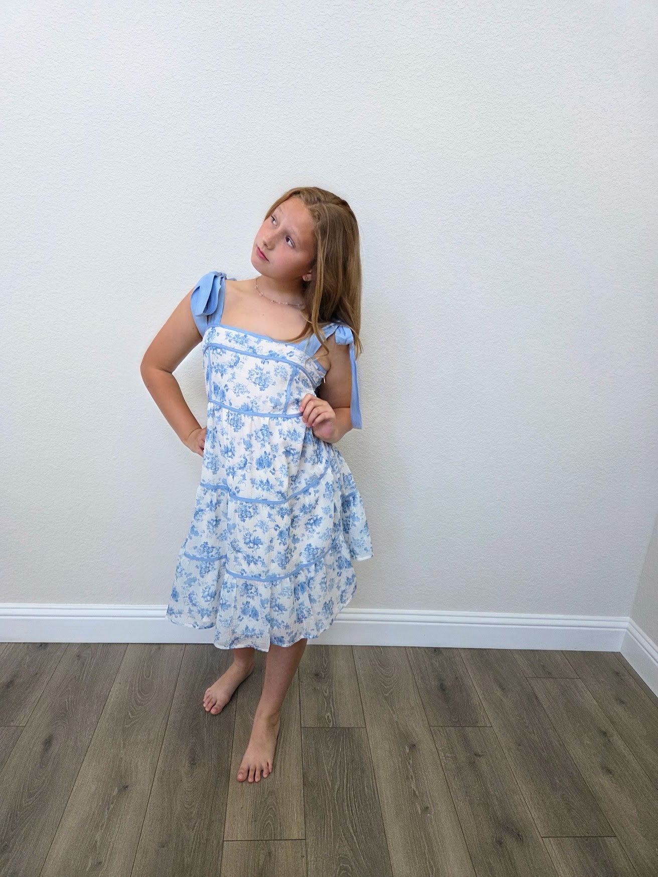 Blue Blossom Tie Strap Dress