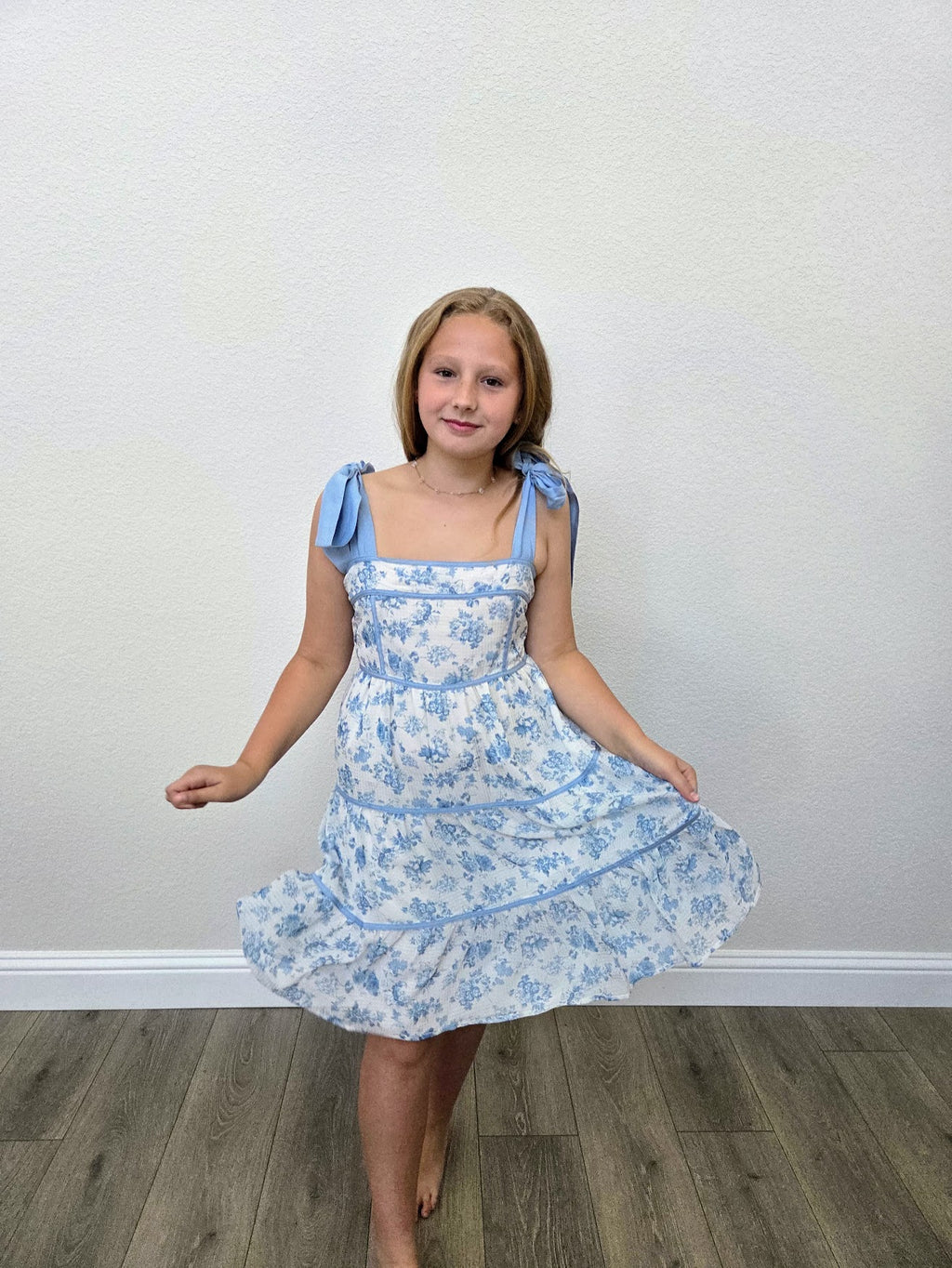 Blue Blossom Tie Strap Dress