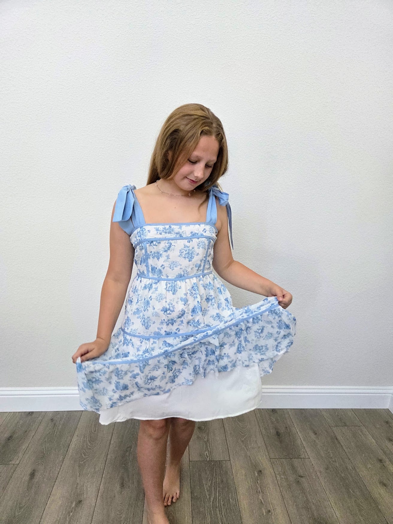 Blue Blossom Tie Strap Dress