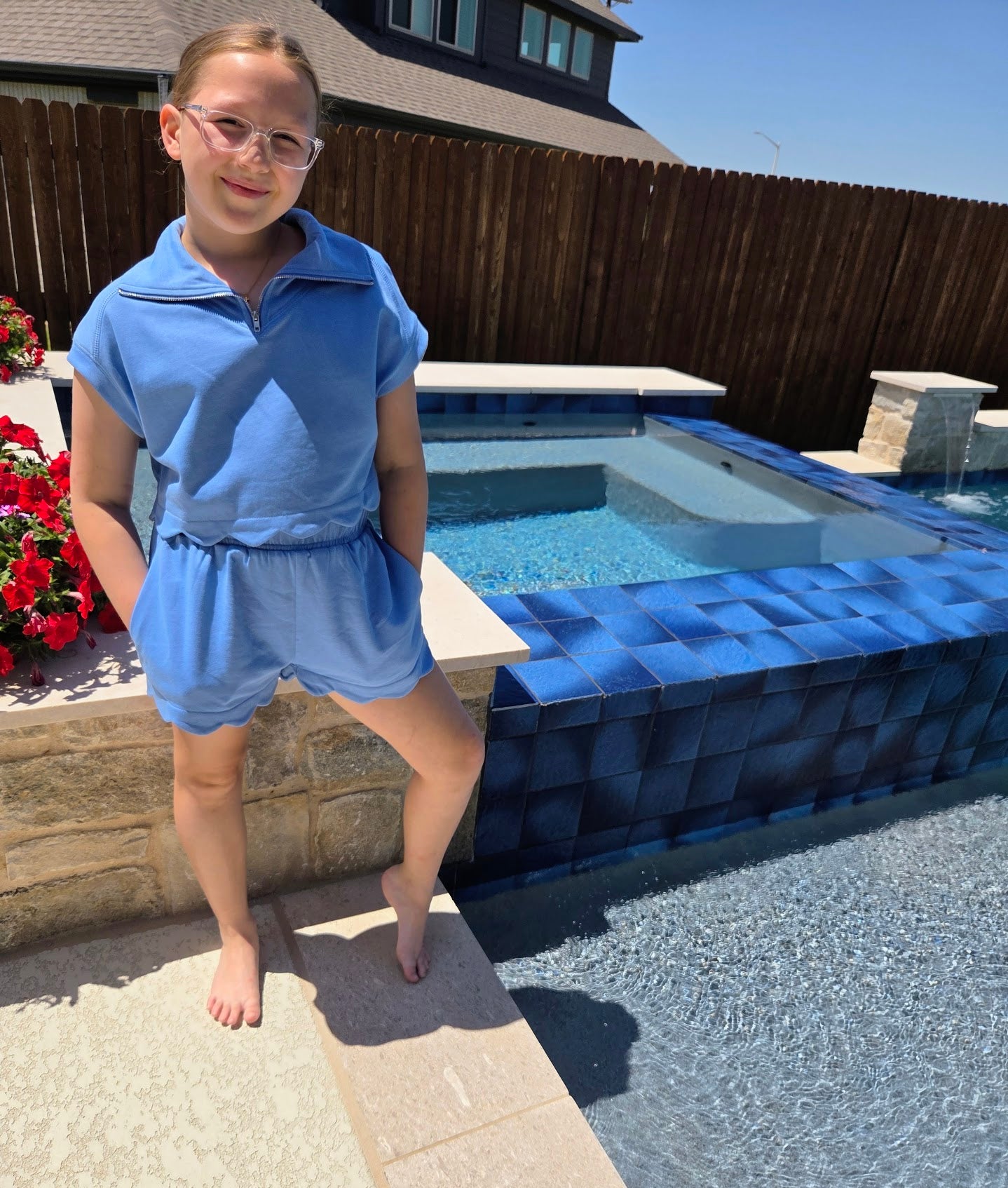 Blue Scallop French Terry Short Set
