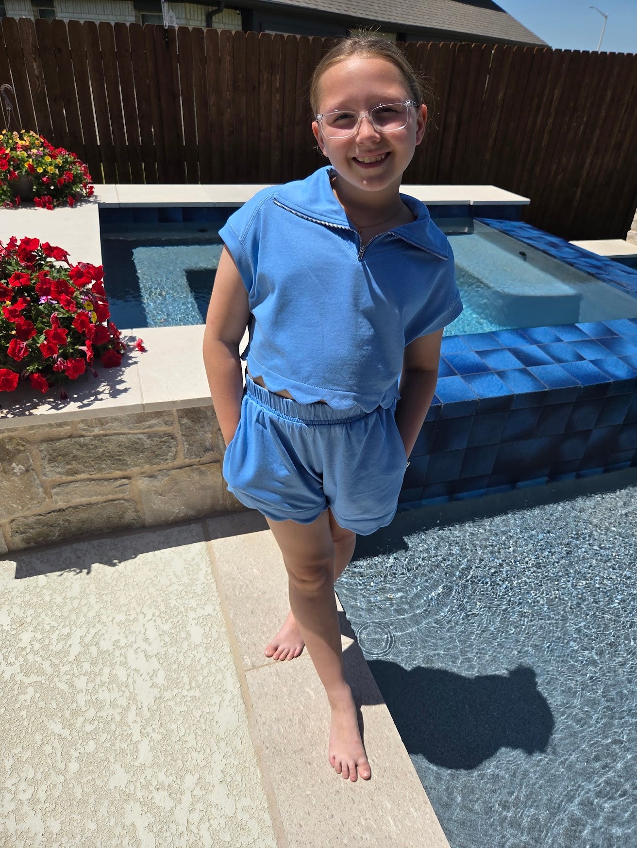 Blue Scallop French Terry Short Set