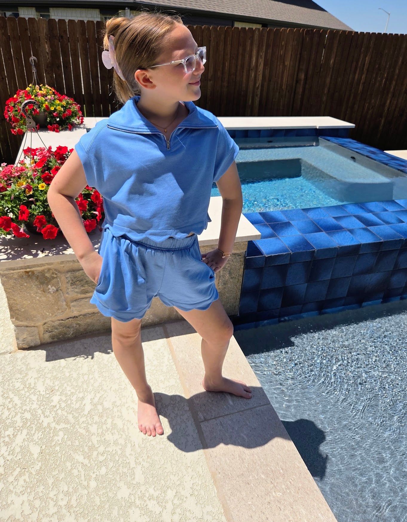 Blue Scallop French Terry Short Set