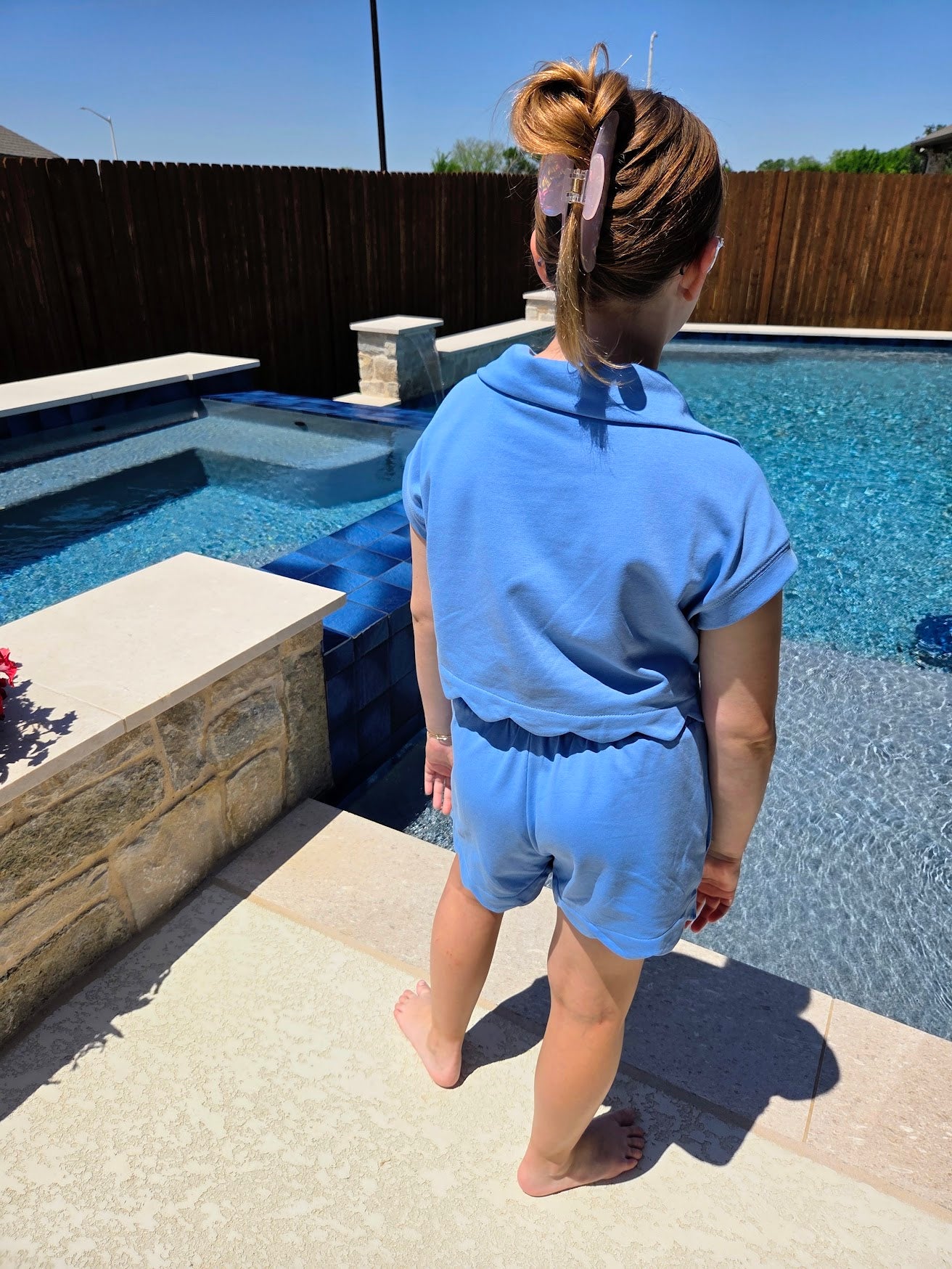 Blue Scallop French Terry Short Set