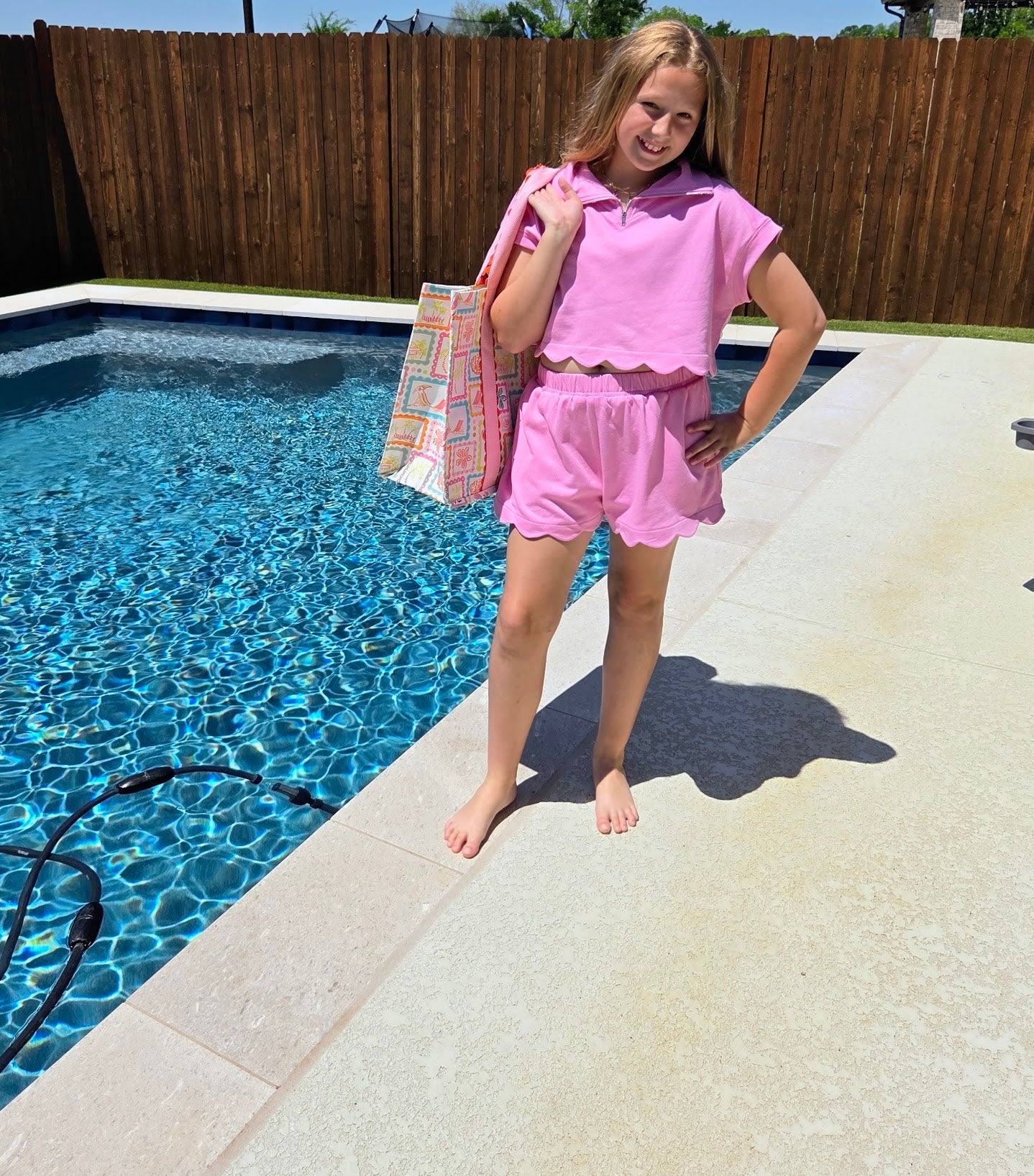Pink Scallop French Terry Short Set