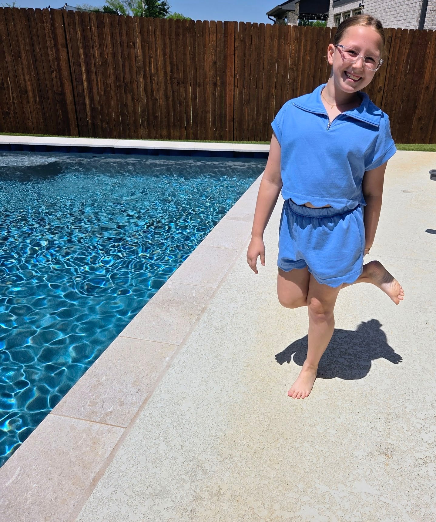 Blue Scallop French Terry Short Set