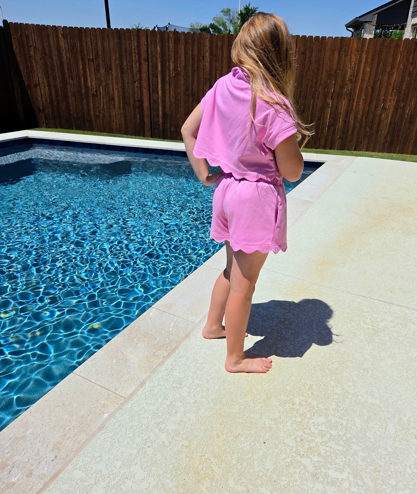 Pink Scallop French Terry Short Set