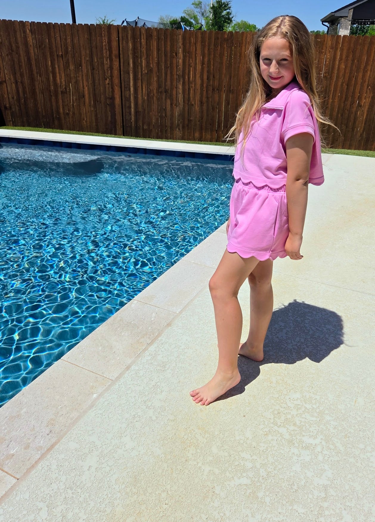 Pink Scallop French Terry Short Set
