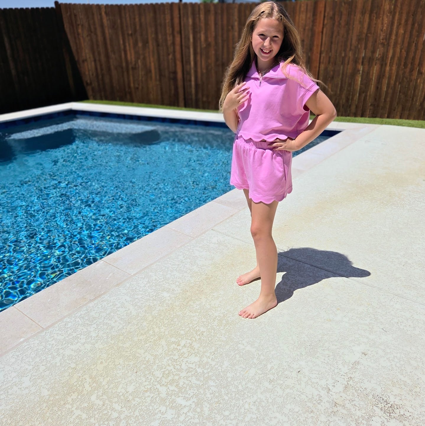 Pink Scallop French Terry Short Set