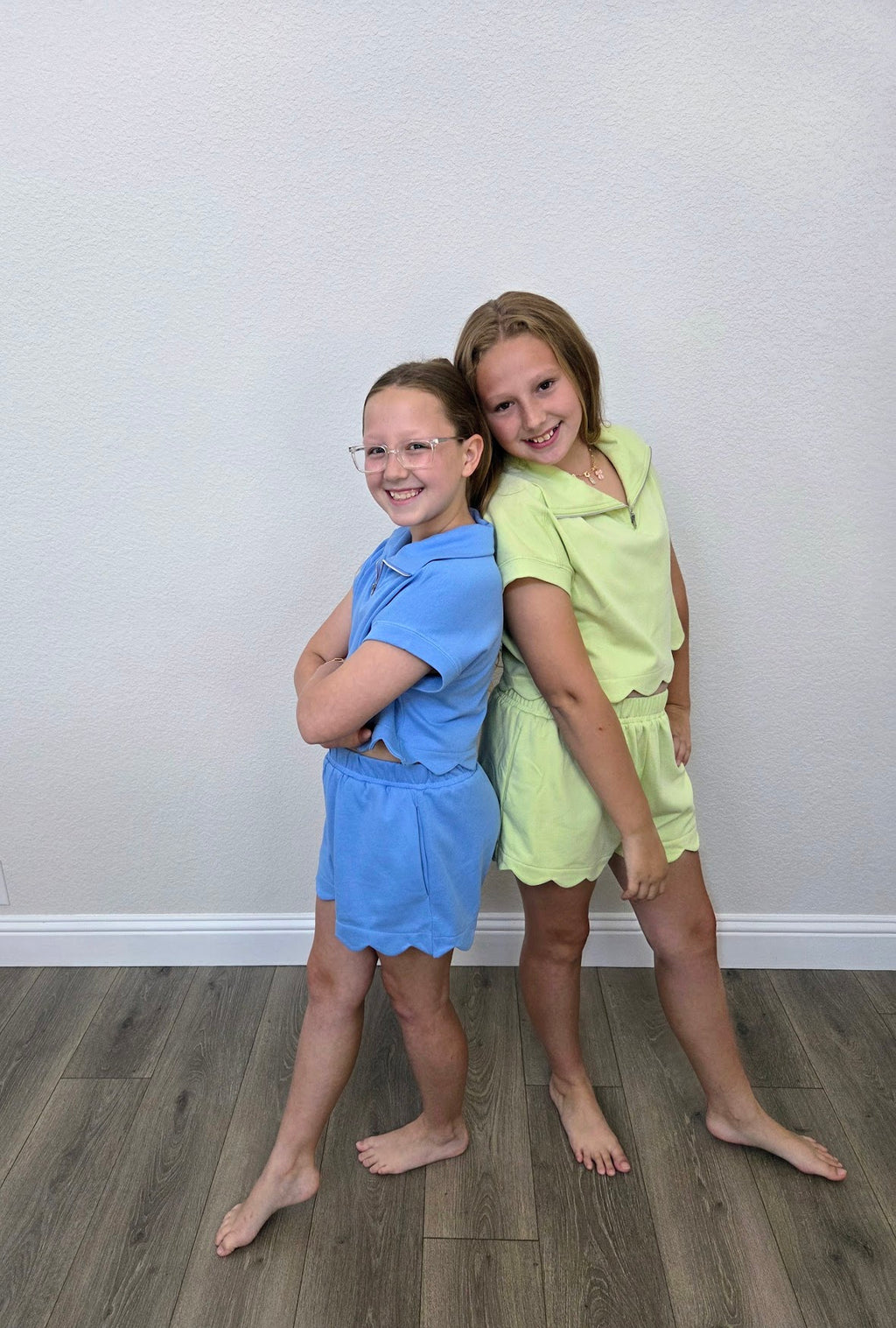 Lime Green Scallop French Terry Short Set