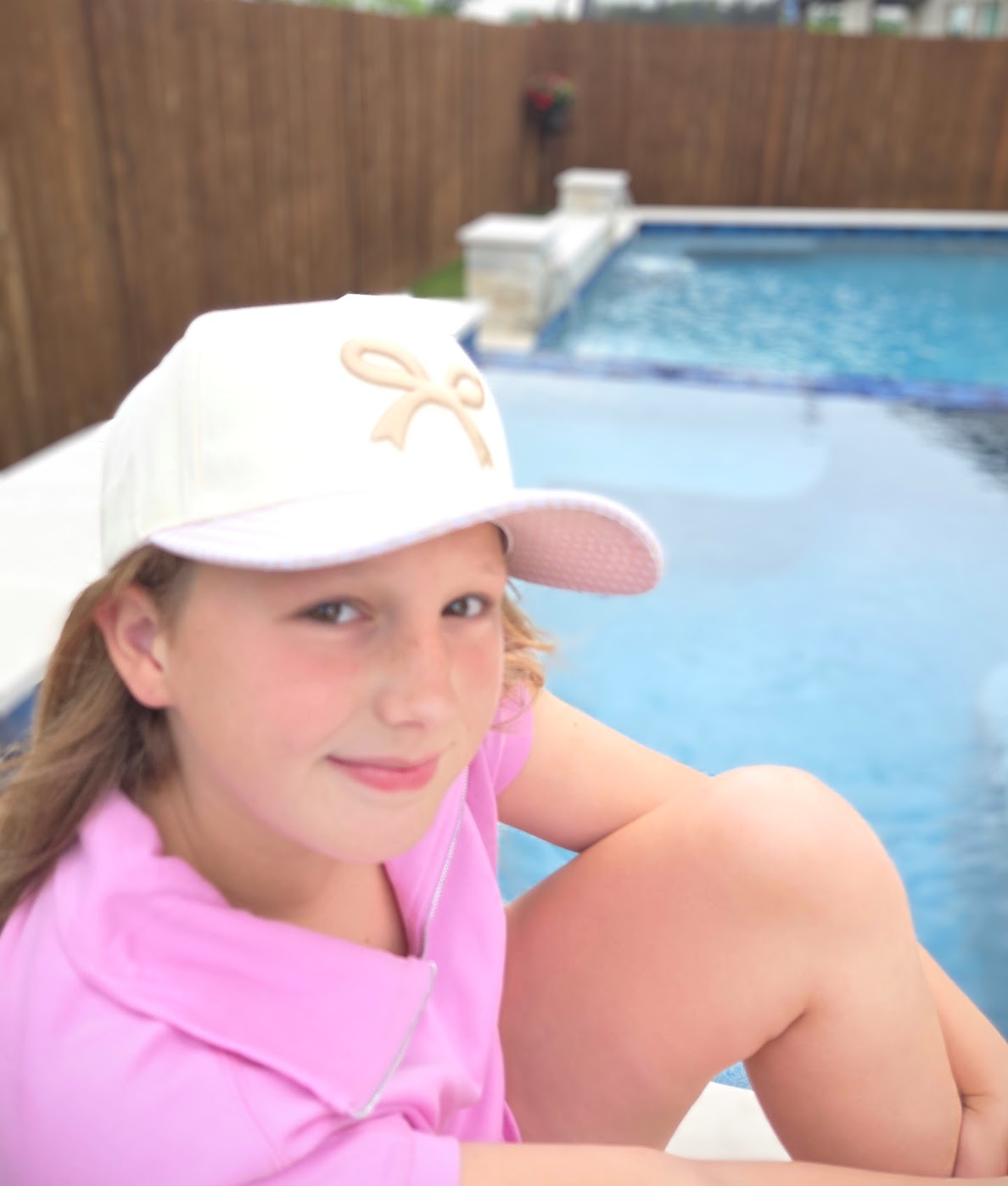 Gingham Bow Embroidered Hat