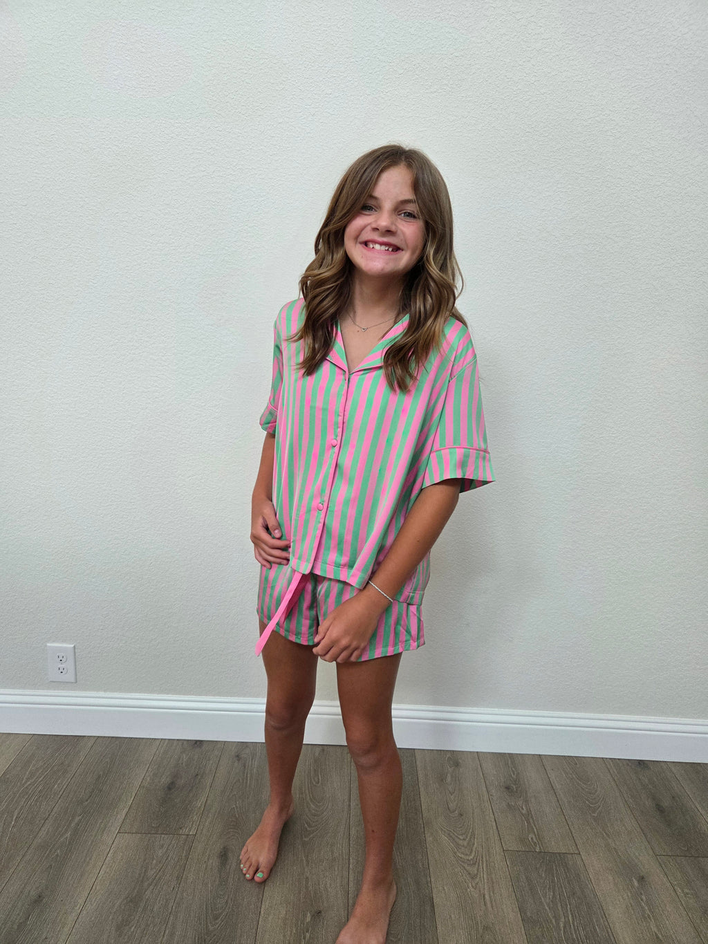 Kids Silky Watermelon Short Sleeve Short Set