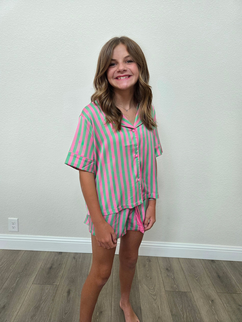 Kids Silky Watermelon Short Sleeve Short Set
