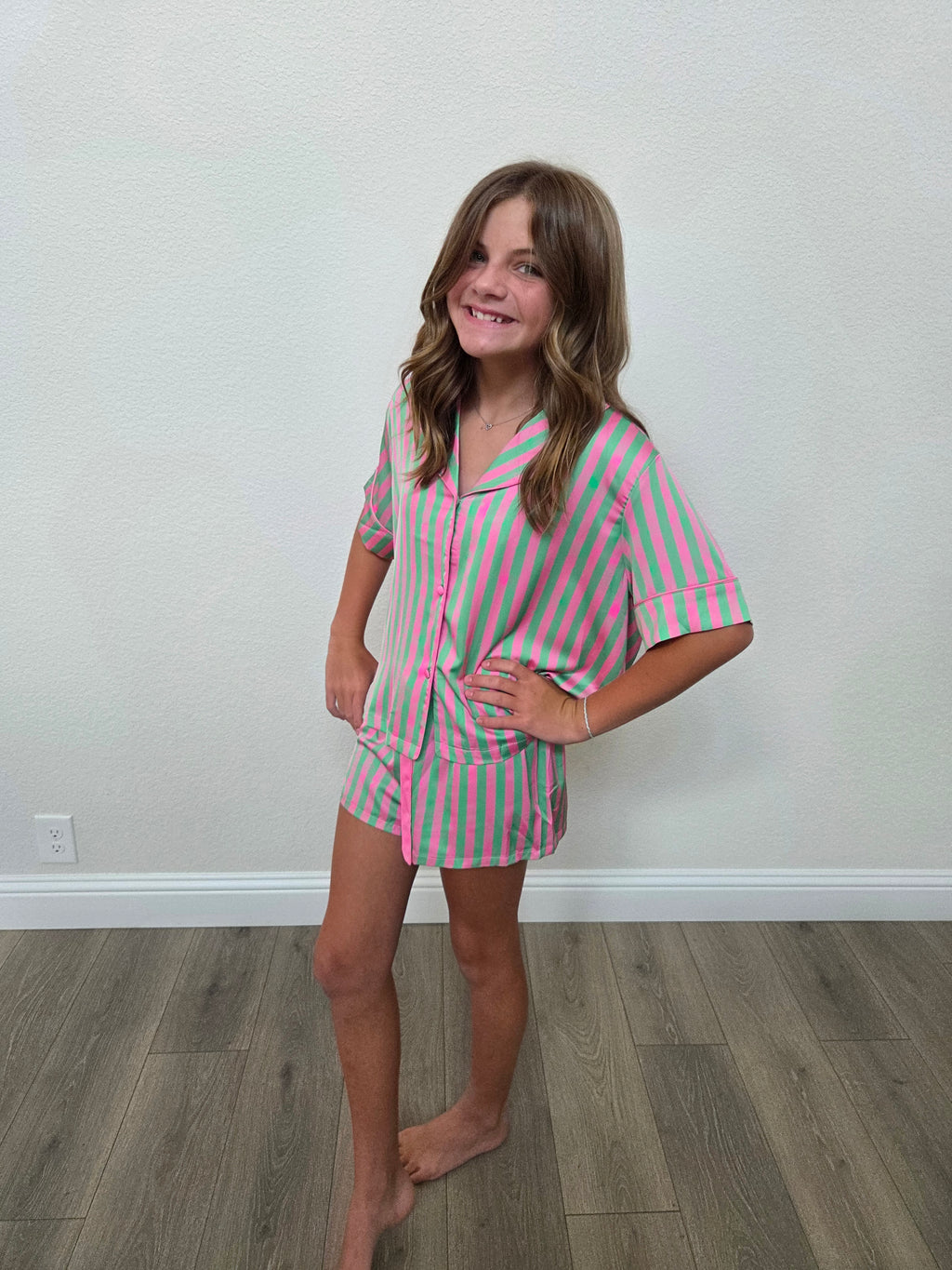 Kids Silky Watermelon Short Sleeve Short Set