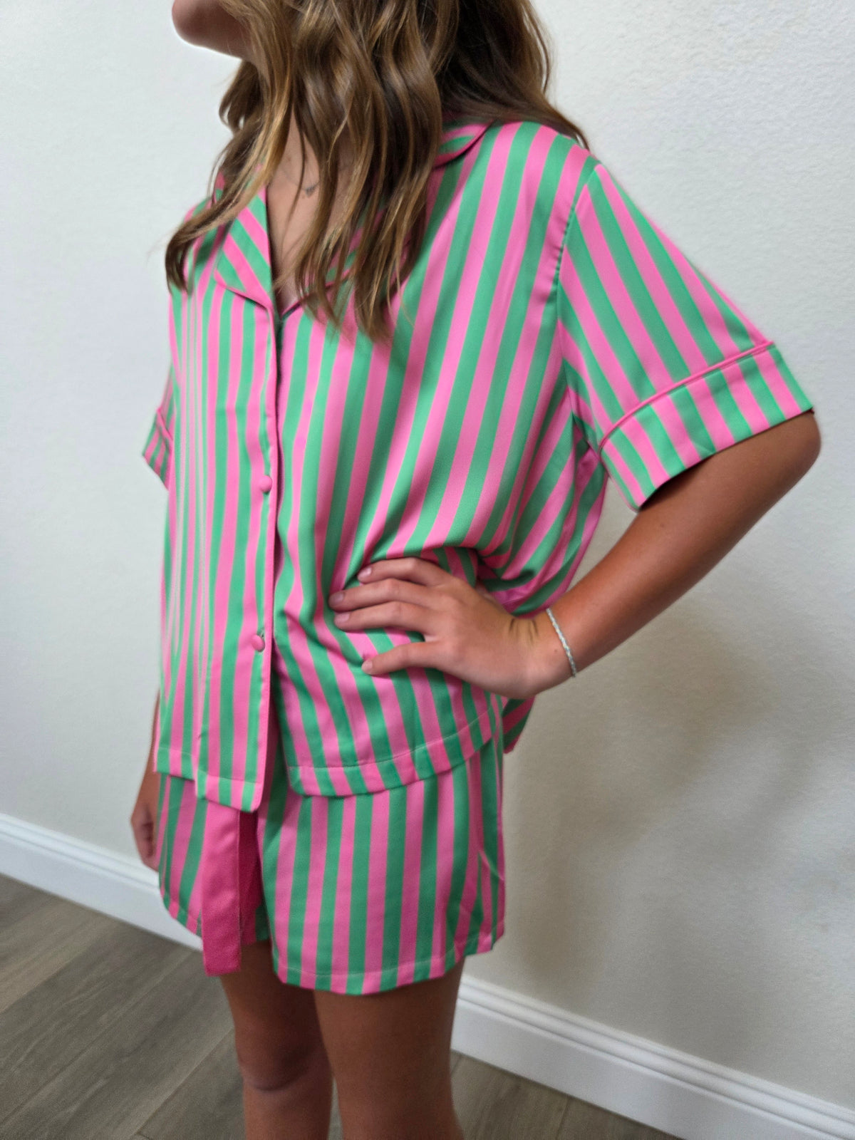 Kids Silky Watermelon Short Sleeve Short Set