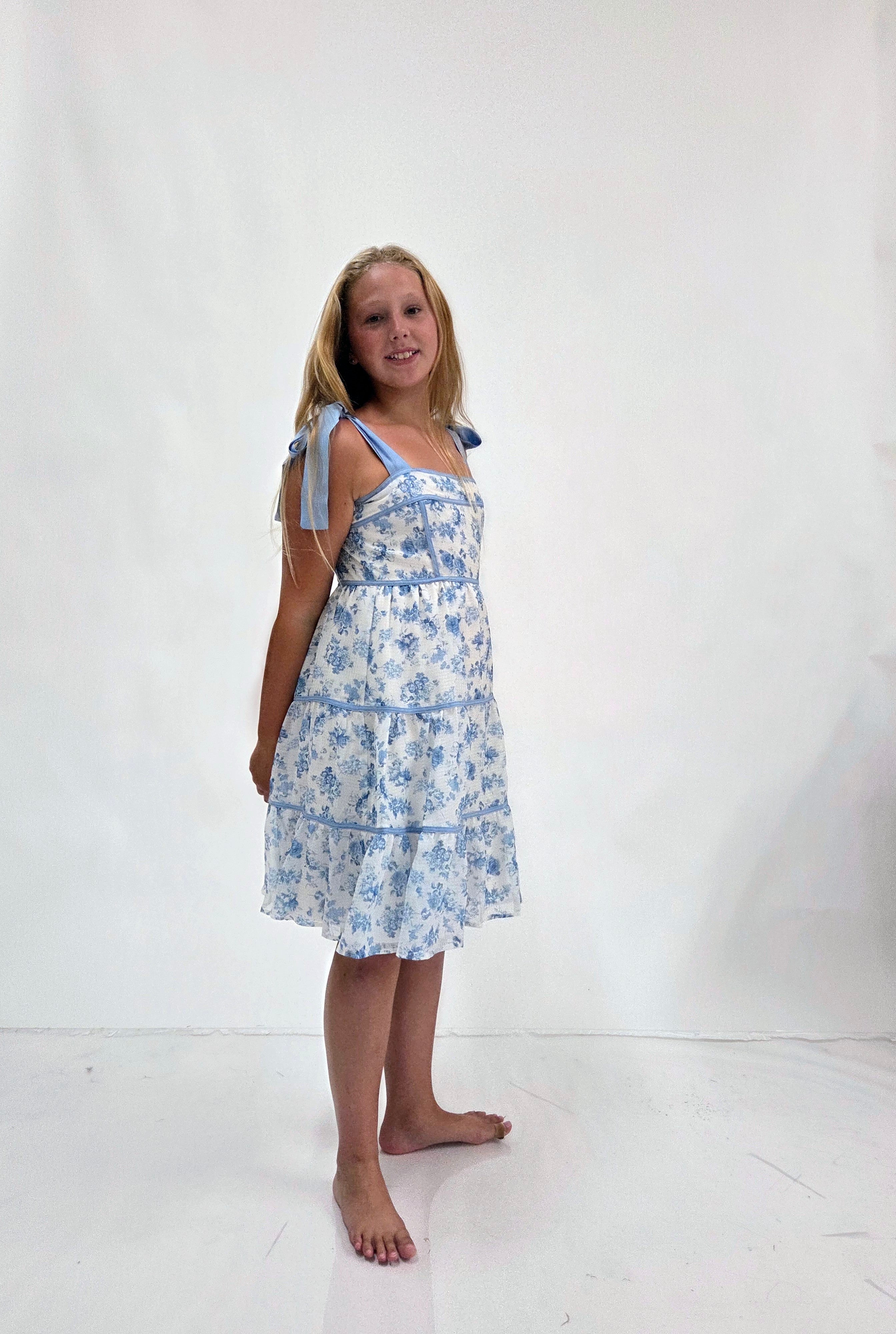 Blue Blossom Tie Strap Dress