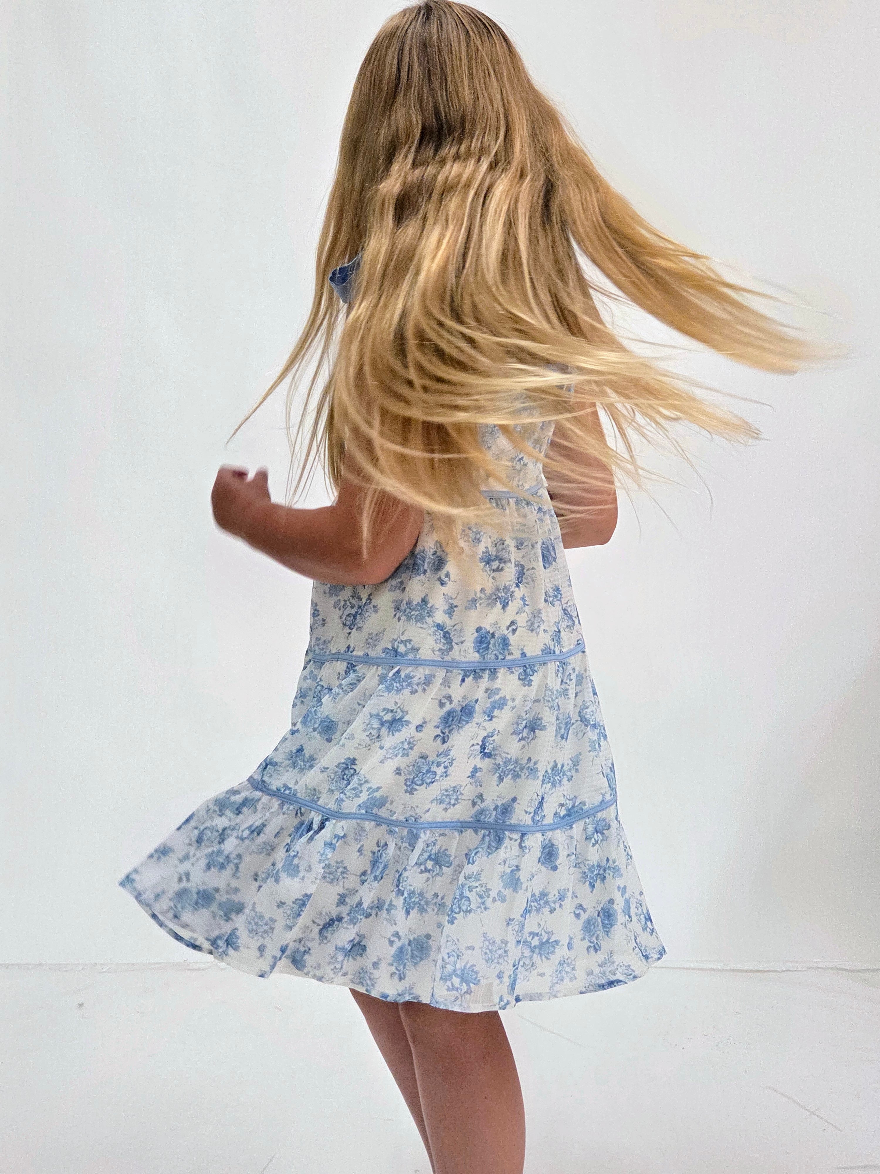 Blue Blossom Tie Strap Dress