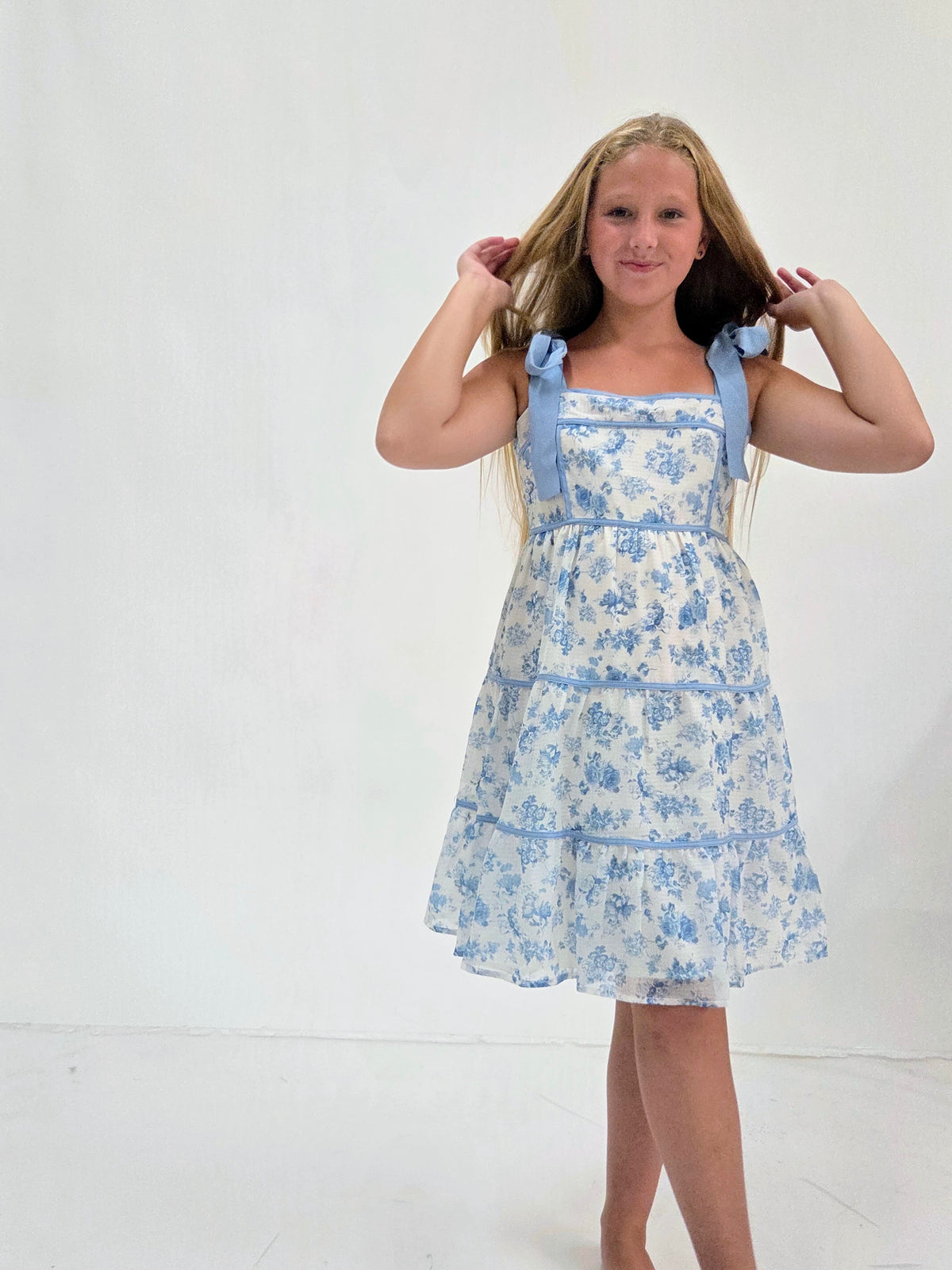 Blue Blossom Tie Strap Dress