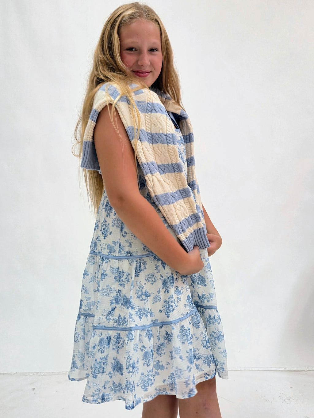 Blue Blossom Tie Strap Dress