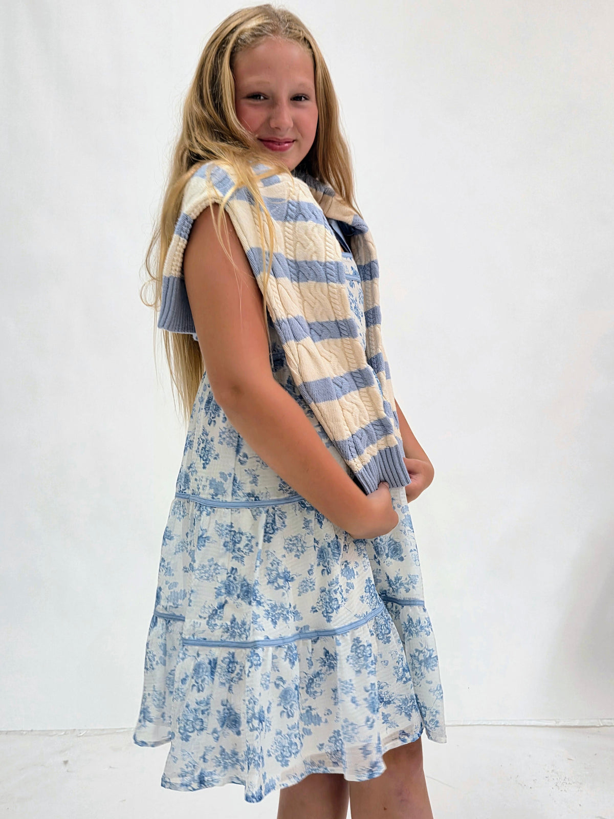 Blue Blossom Tie Strap Dress