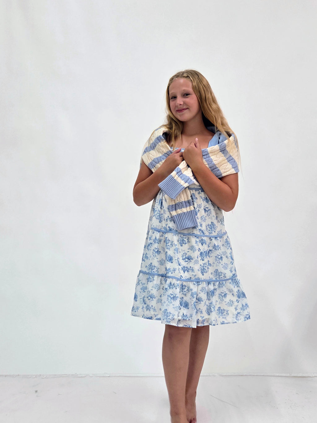 Blue Blossom Tie Strap Dress