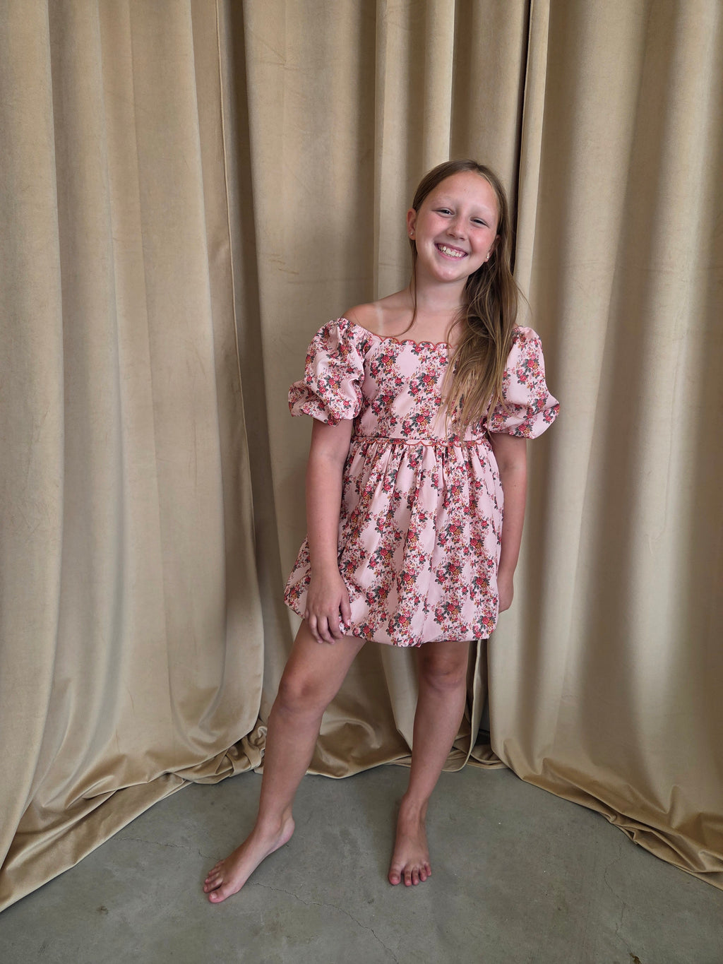 Bri Floral Print Cotton Bubble Dress