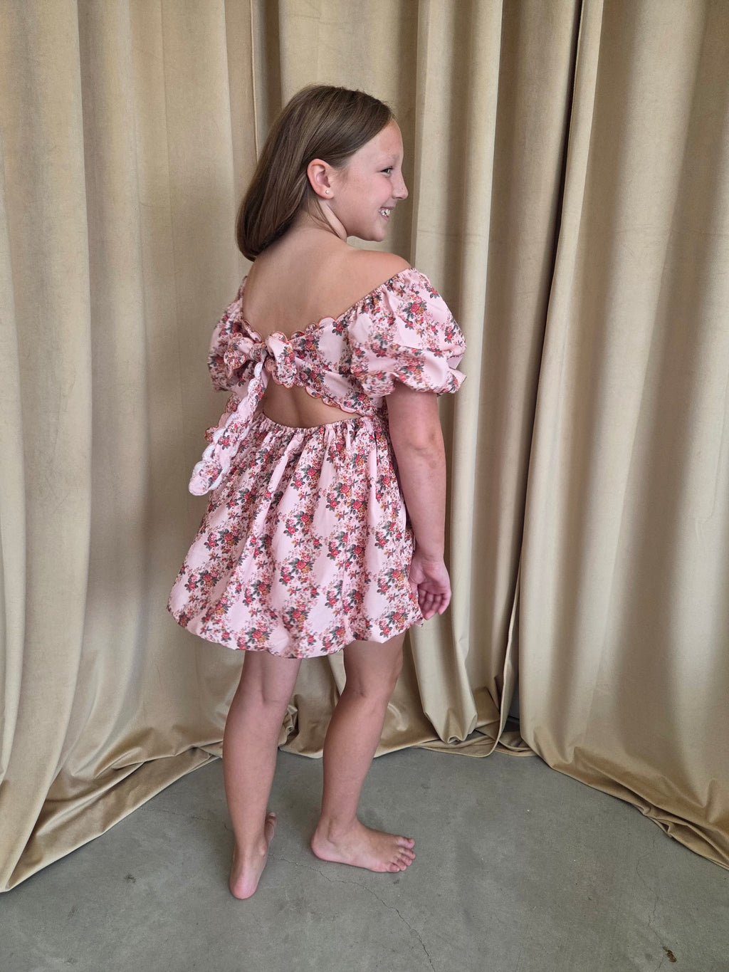 Bri Floral Print Cotton Bubble Dress