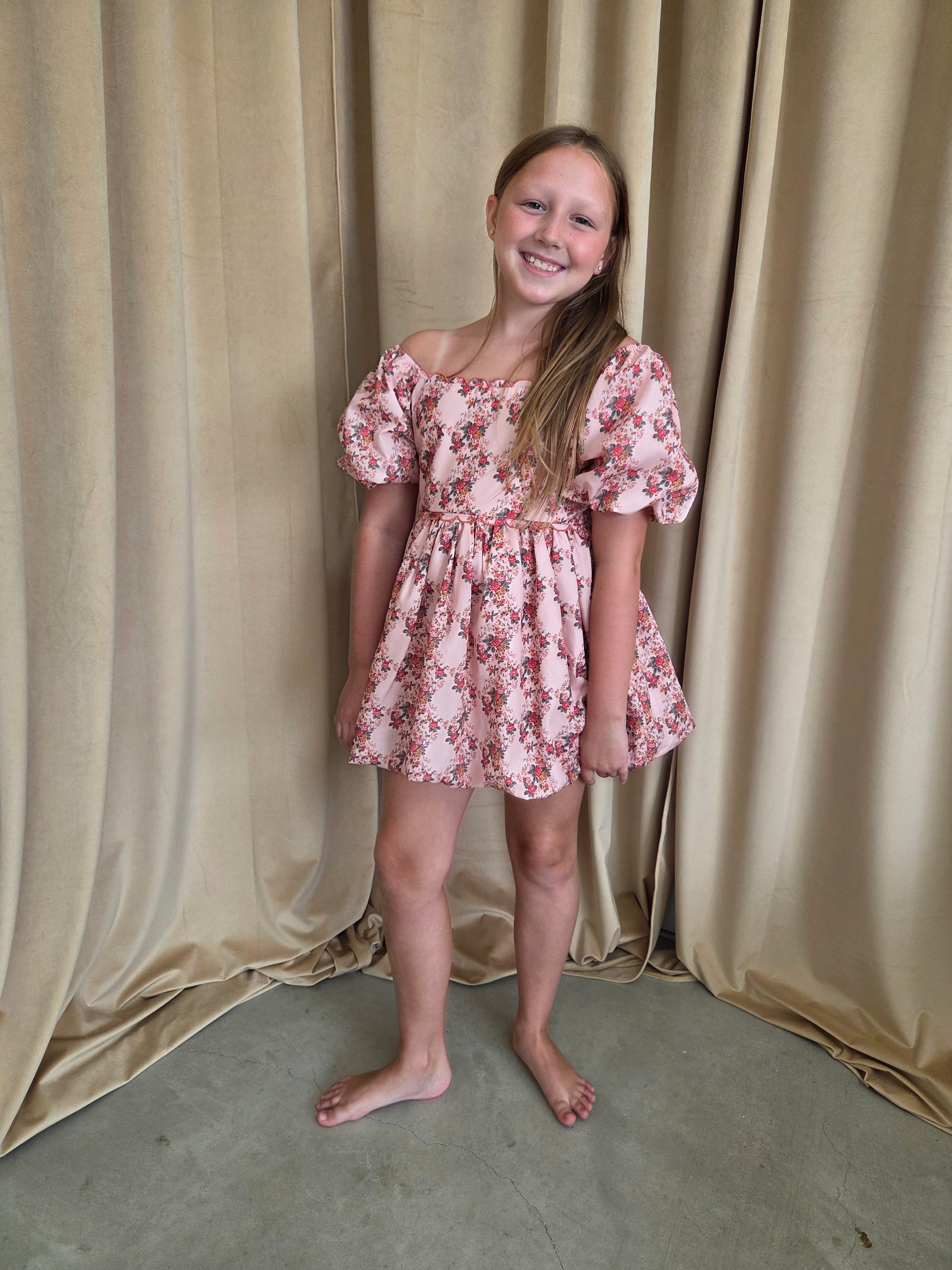 Bri Floral Print Cotton Bubble Dress