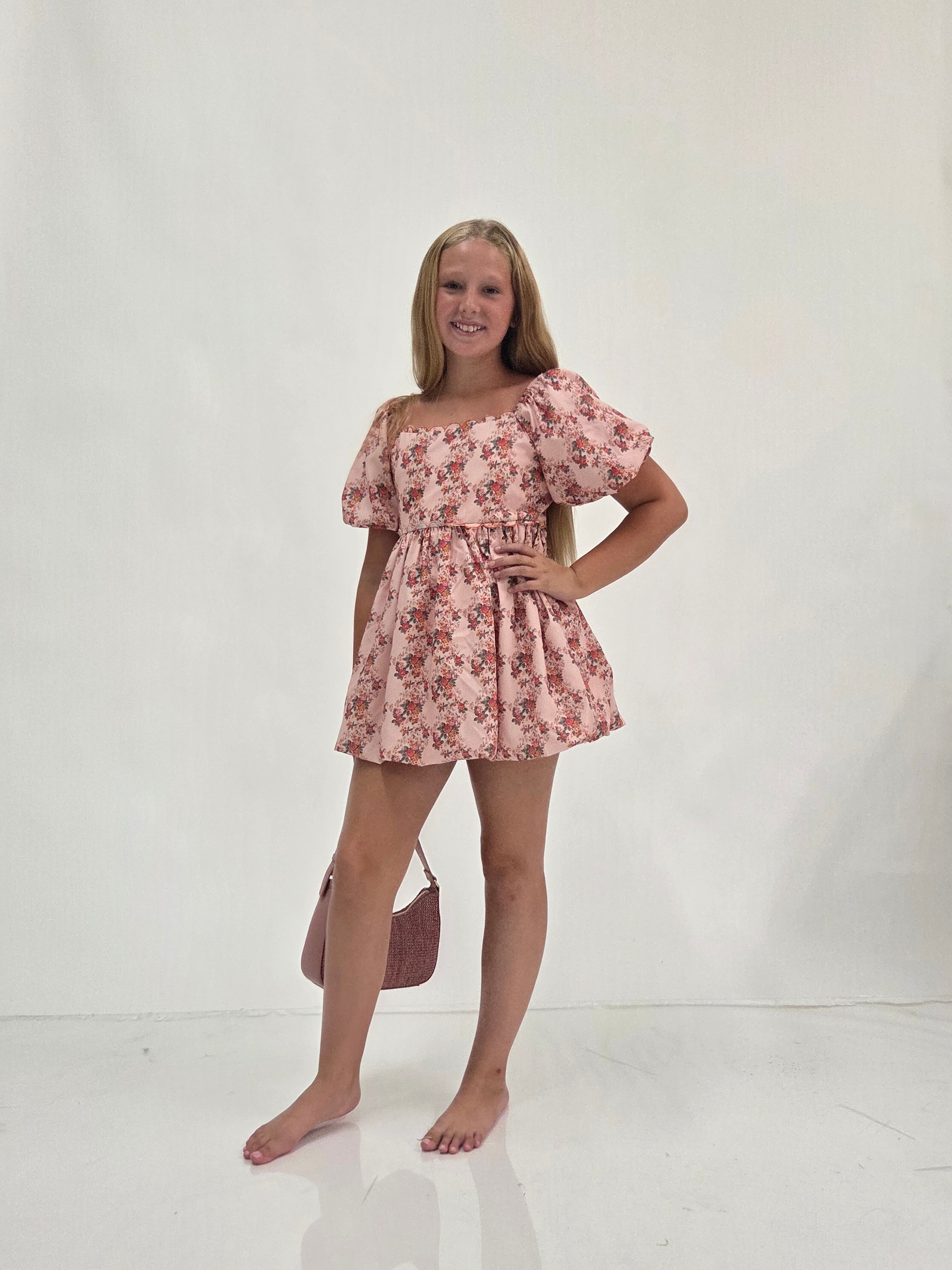 Bri Floral Print Cotton Bubble Dress