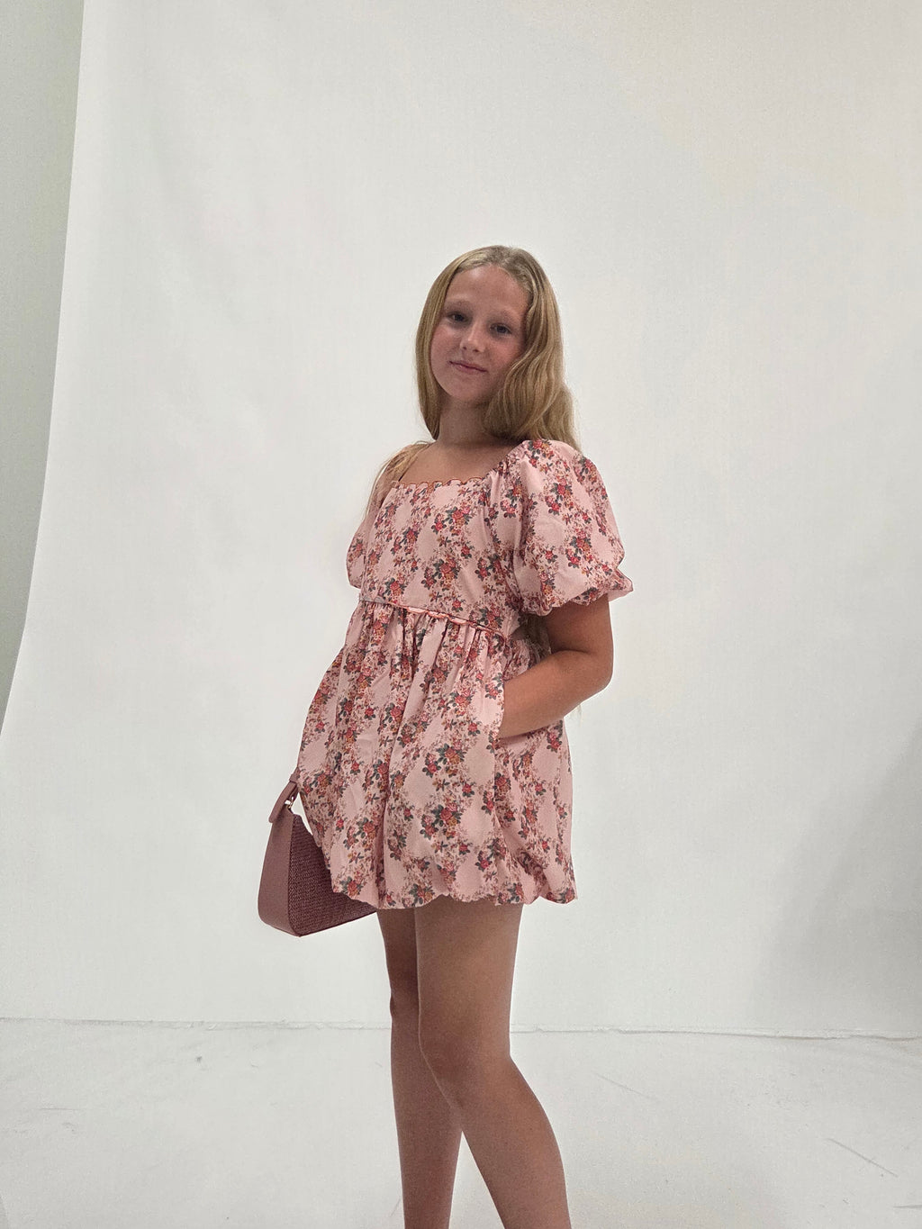 Bri Floral Print Cotton Bubble Dress