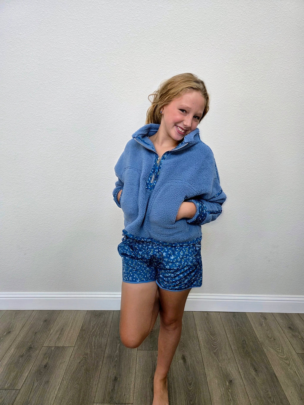 Heather Sherpa Jacket - Blue
