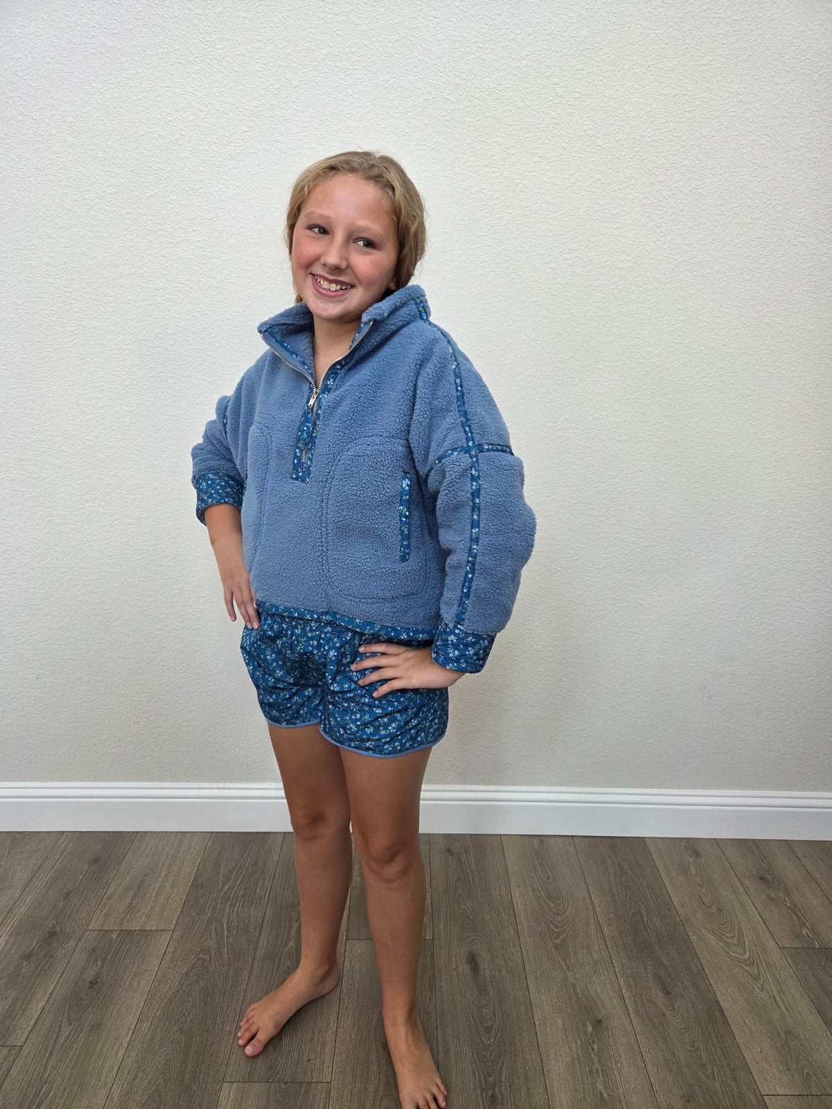 Heather Sherpa Jacket - Blue