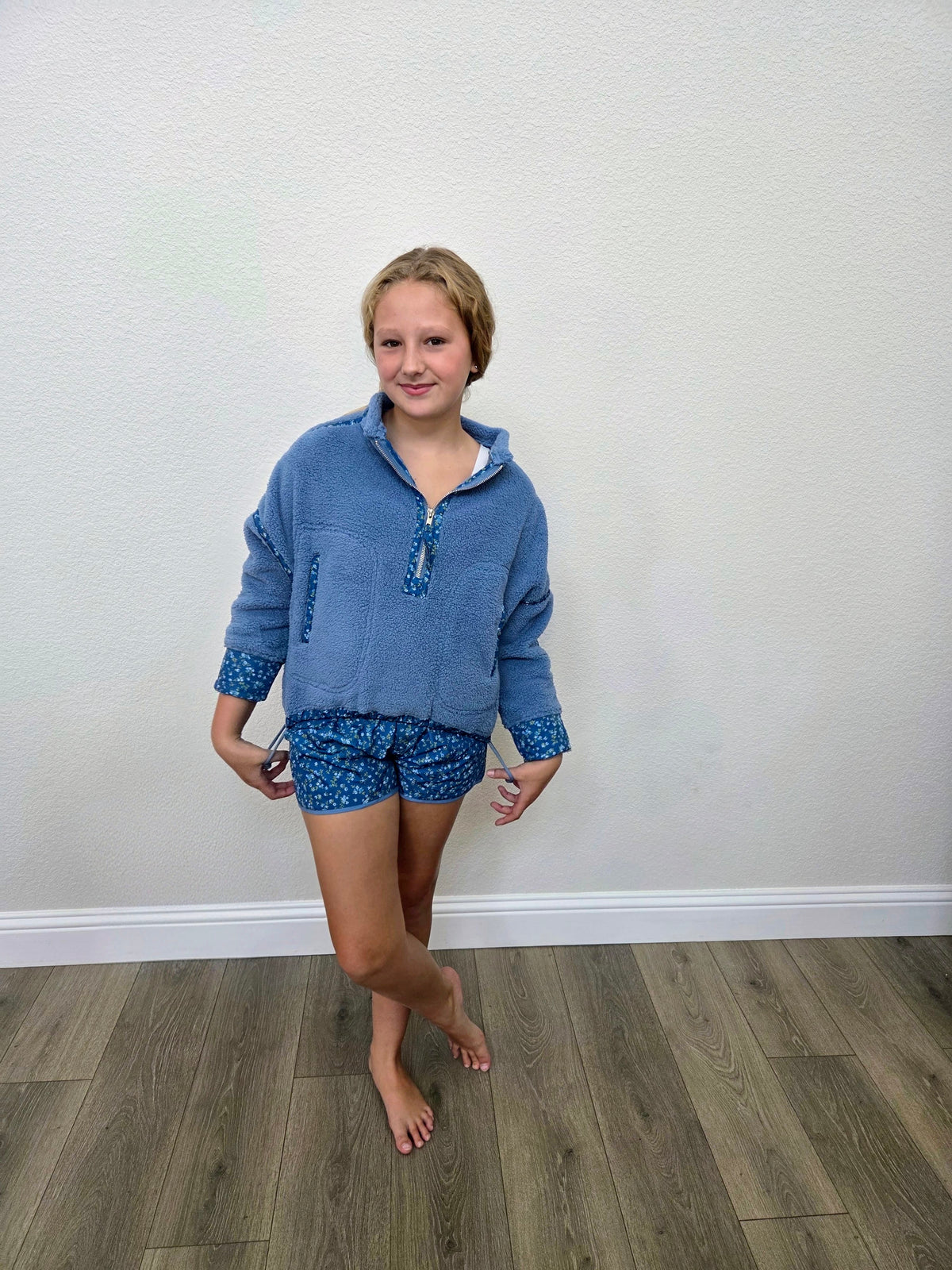 Heather Sherpa Jacket - Blue