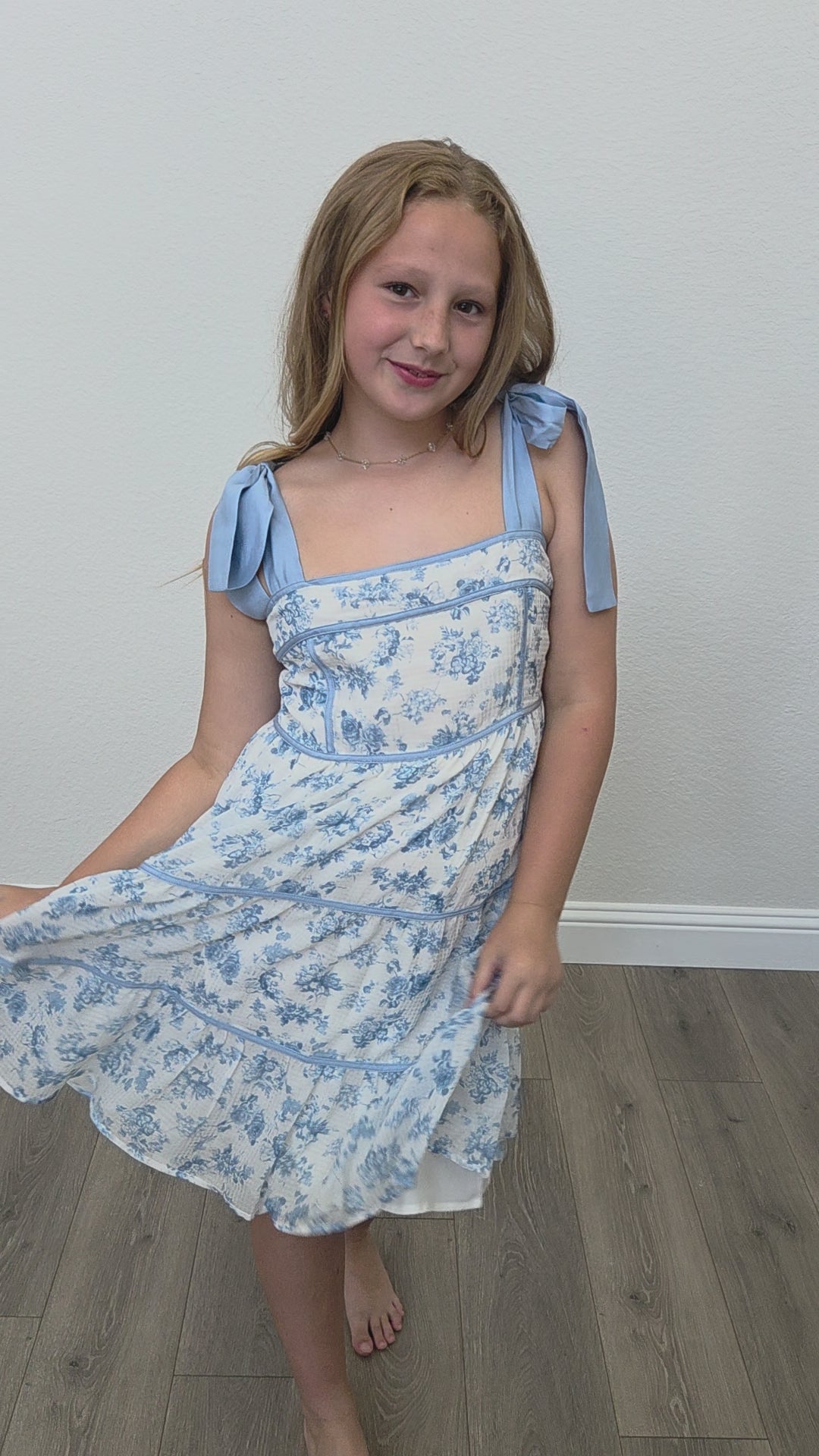Blue Blossom Tie Strap Dress