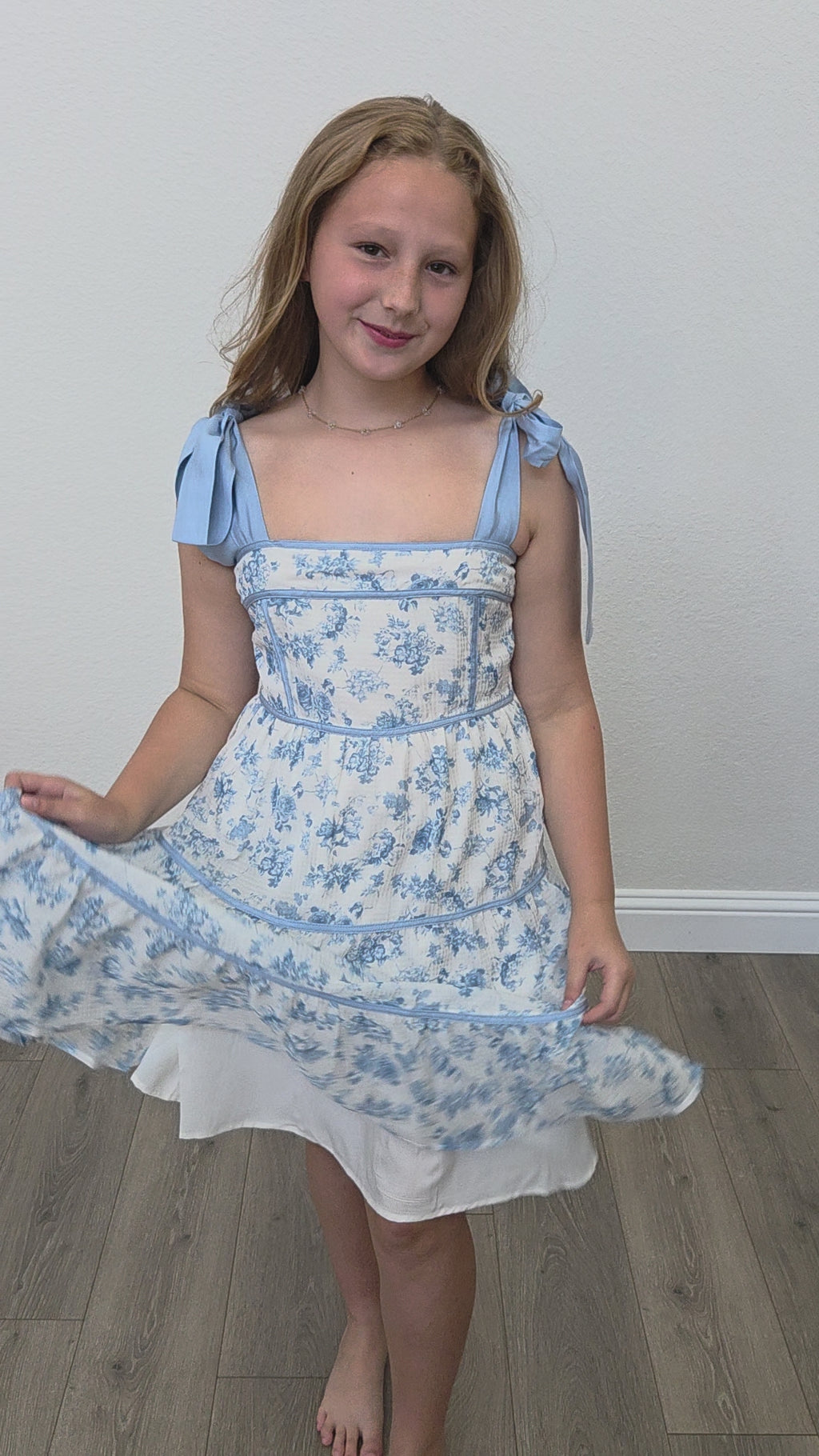 Blue Blossom Tie Strap Dress