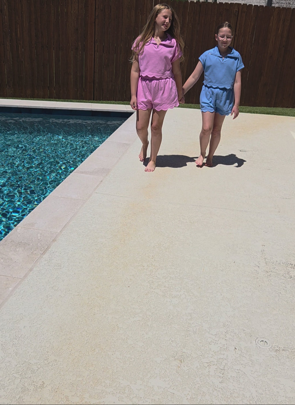 Pink Scallop French Terry Short Set